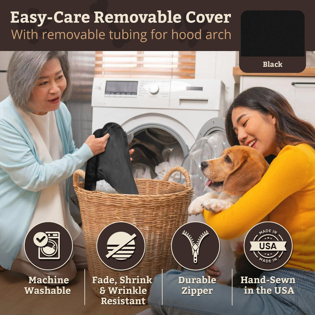 Snoozer Cozy Cave Dog Bed - Indoor Dog Bed with Cover Cave, Covered Calming Burrow for Small Sized Pets with Blanket Attached, Enclosed, Removable Washable Cover - Small, Navy