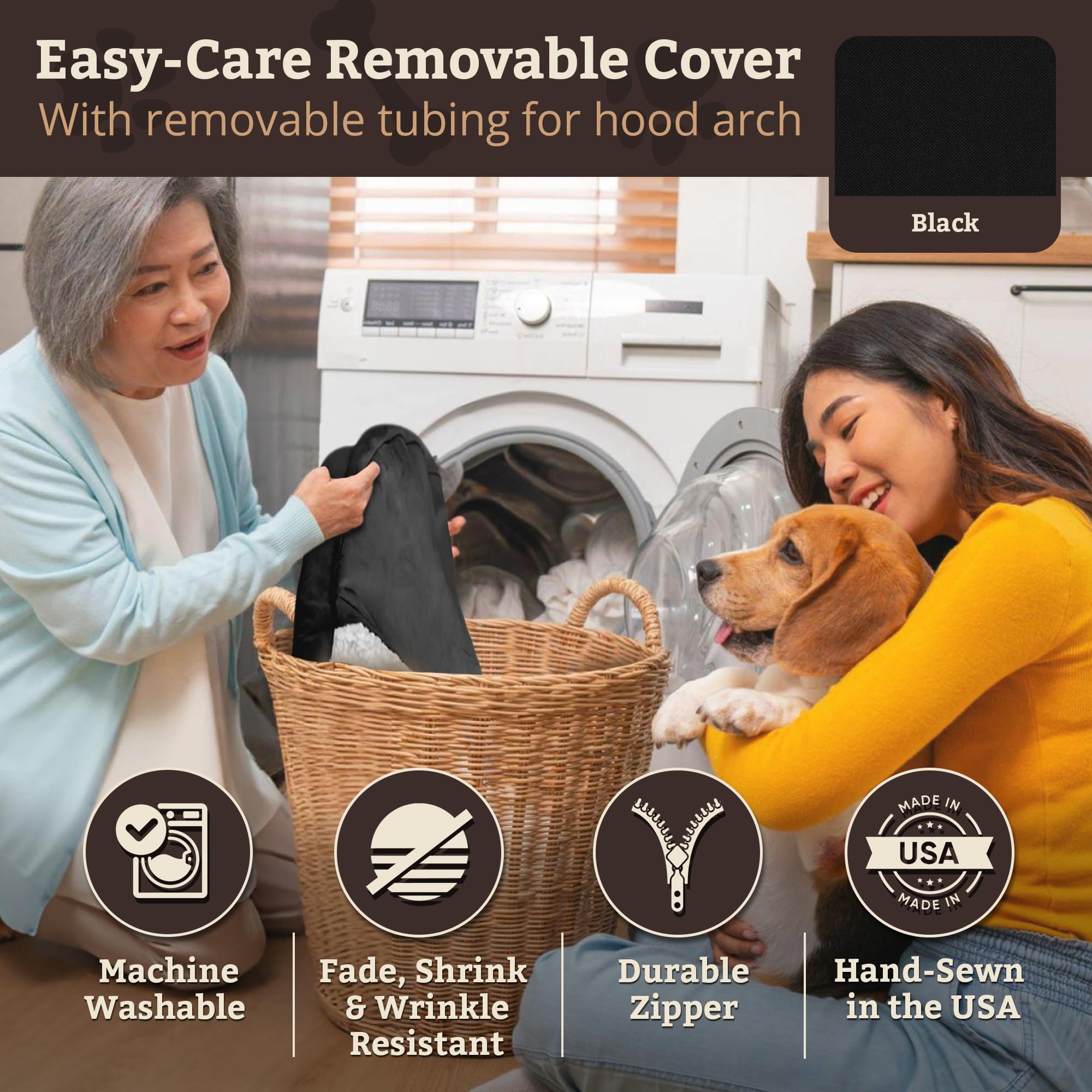 Snoozer Cozy Cave Dog Bed - Indoor Dog Bed with Cover Cave, Covered Calming Burrow for Small Sized Pets with Blanket Attached, Enclosed, Removable Washable Cover - Small, Navy