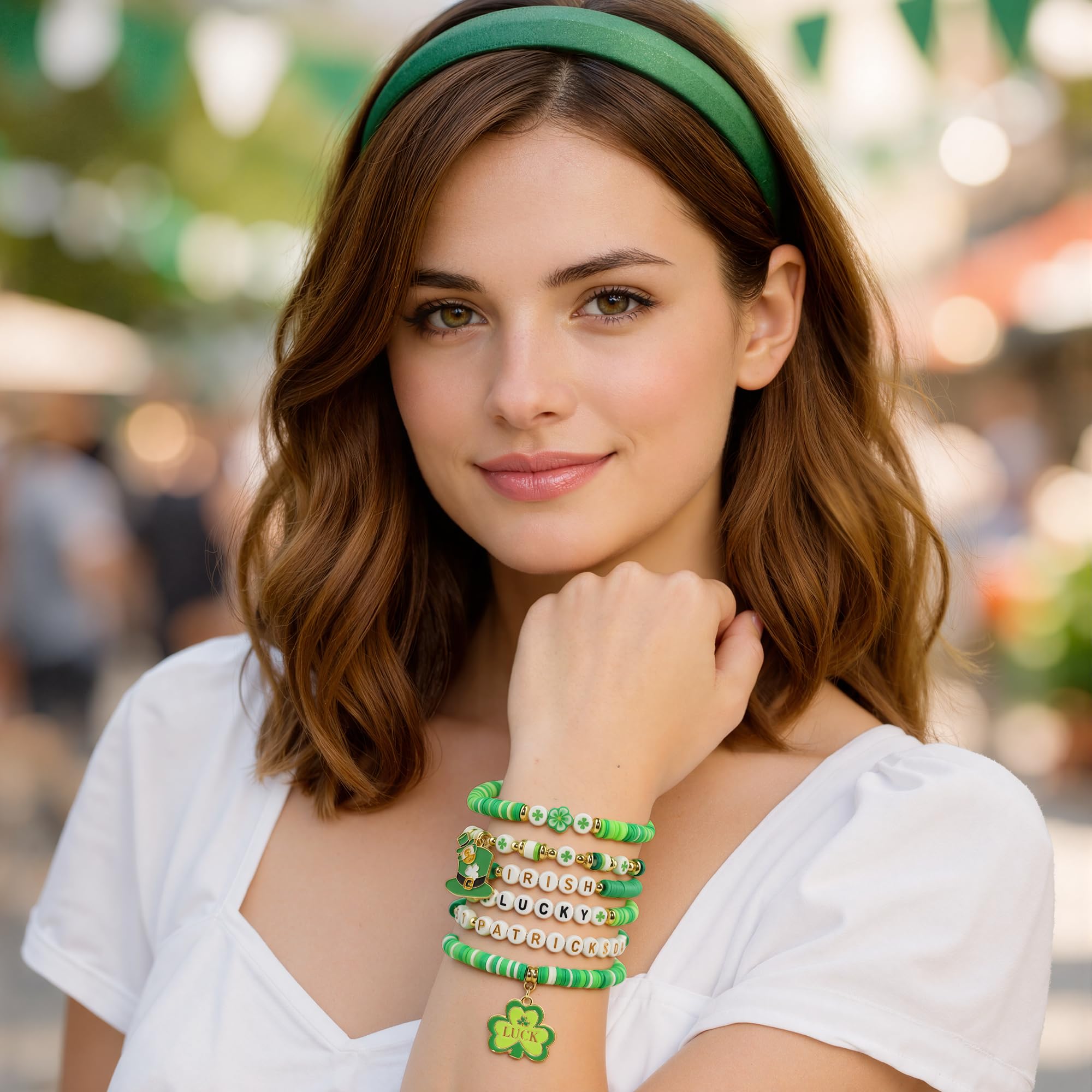 OHOME 4th of July Outfits for Women - 6 Pack Patriotic Bracelets | Fourth of July Decorations Accessories Shirts for Memorial Day Decorations - 250 Anniversary America Merchandise USA for Women