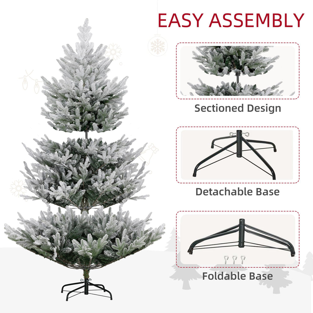 HOMCOM 7.5 Foot Artificial Christmas Tree, Nordic Pine Hinged Xmas Tree with 1218 Realistic Branches, Wide Steel Base, Auto Open, Green