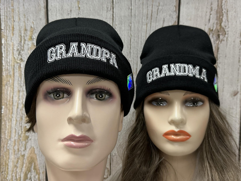 Mr Mrs Grandpa Grandma Dad Mom Hubby Wifey Beanie Hats