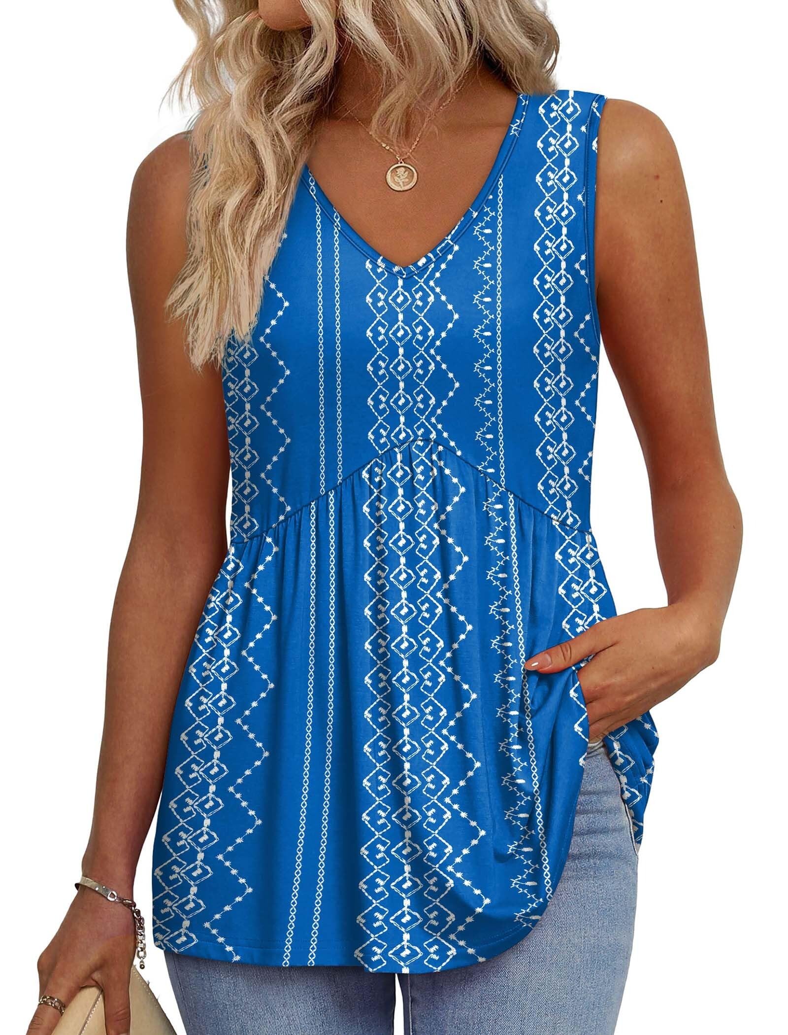 OFEEFAN Womens Tank Tops 2025 Flowy Peplum Tops for Women Dressy Sleeveless V Neck Babydoll Tank Tops