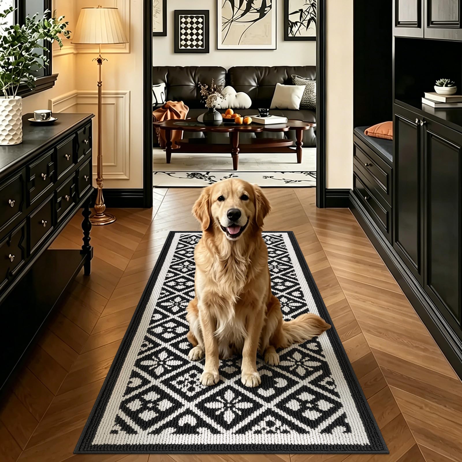 Ileading Christmas Entrance Door Mat, Absorbent Dog Mats for Muddy Paws, Low-Profile Small Red Xmas Decor Kitchen Runner Rug with Non-Slip Backing, Machine Washable Entryway Welcome Mat(Red 24"X36")
