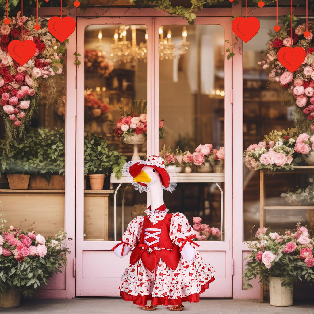 Suzile Fall Maple Porch Goose Outfit Autumn Goose Clothes for 23 Inch Cement or Plastic Geese Costume for Yard Lawn Outdoor Garden Patio Concrete Duck Statue Dress Thanksgiving Party Holiday Decor