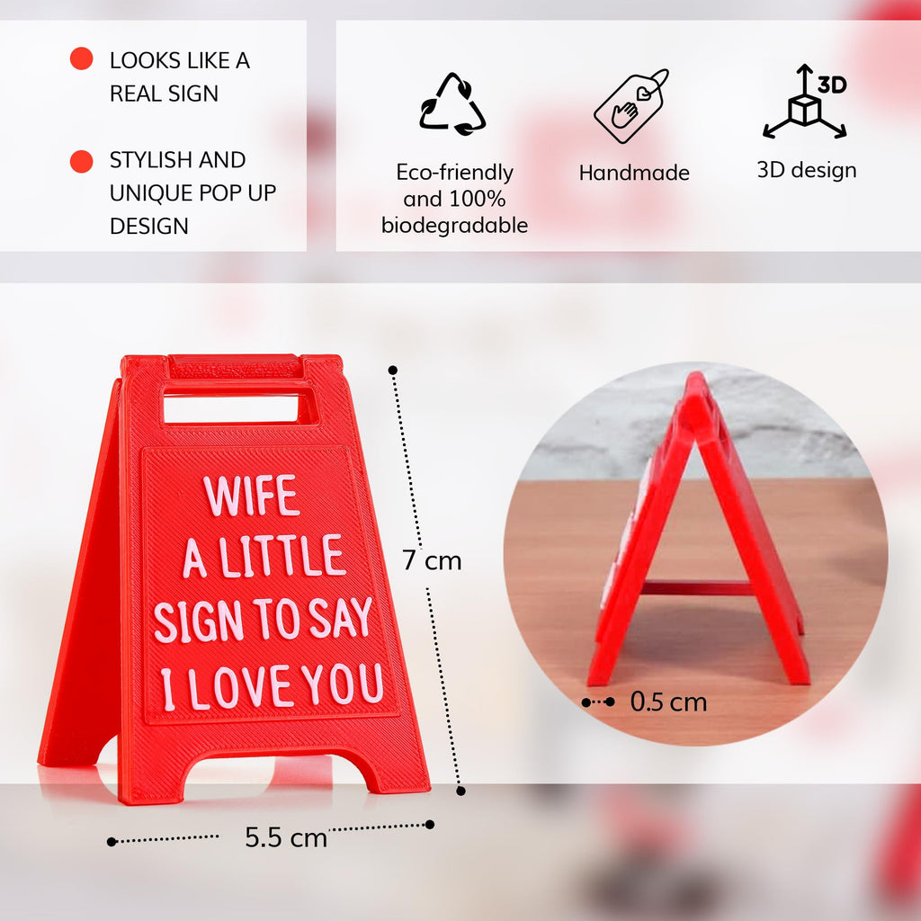 Romantic Mini Desk Sign with “I Love You” Message – Valentine’s Day & Romantic Anniversaries Gift for Her or Him – Cute Freestanding Love Keepsake - Premium Plastic Solid Freestanding Desk Sign