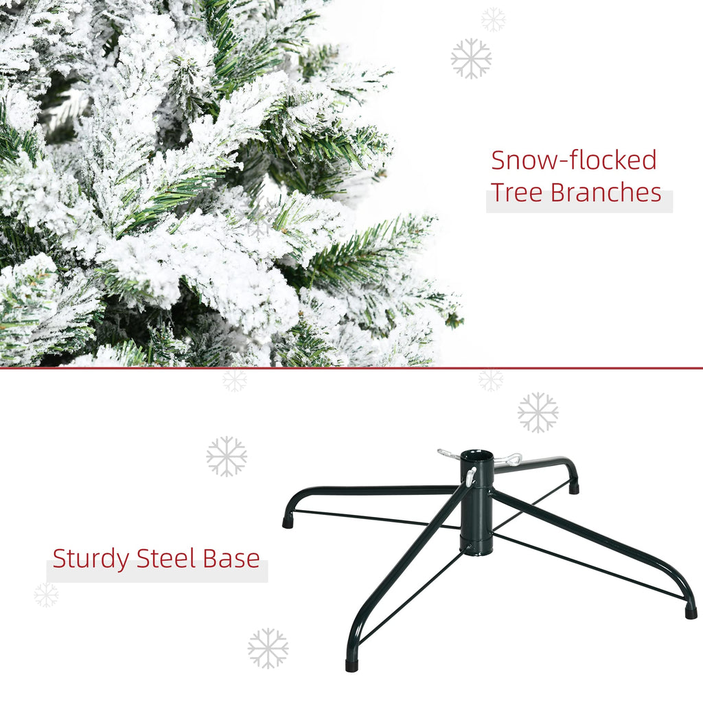 HOMCOM 7.5 Foot Artificial Christmas Tree, Nordic Pine Hinged Xmas Tree with 1218 Realistic Branches, Wide Steel Base, Auto Open, Green