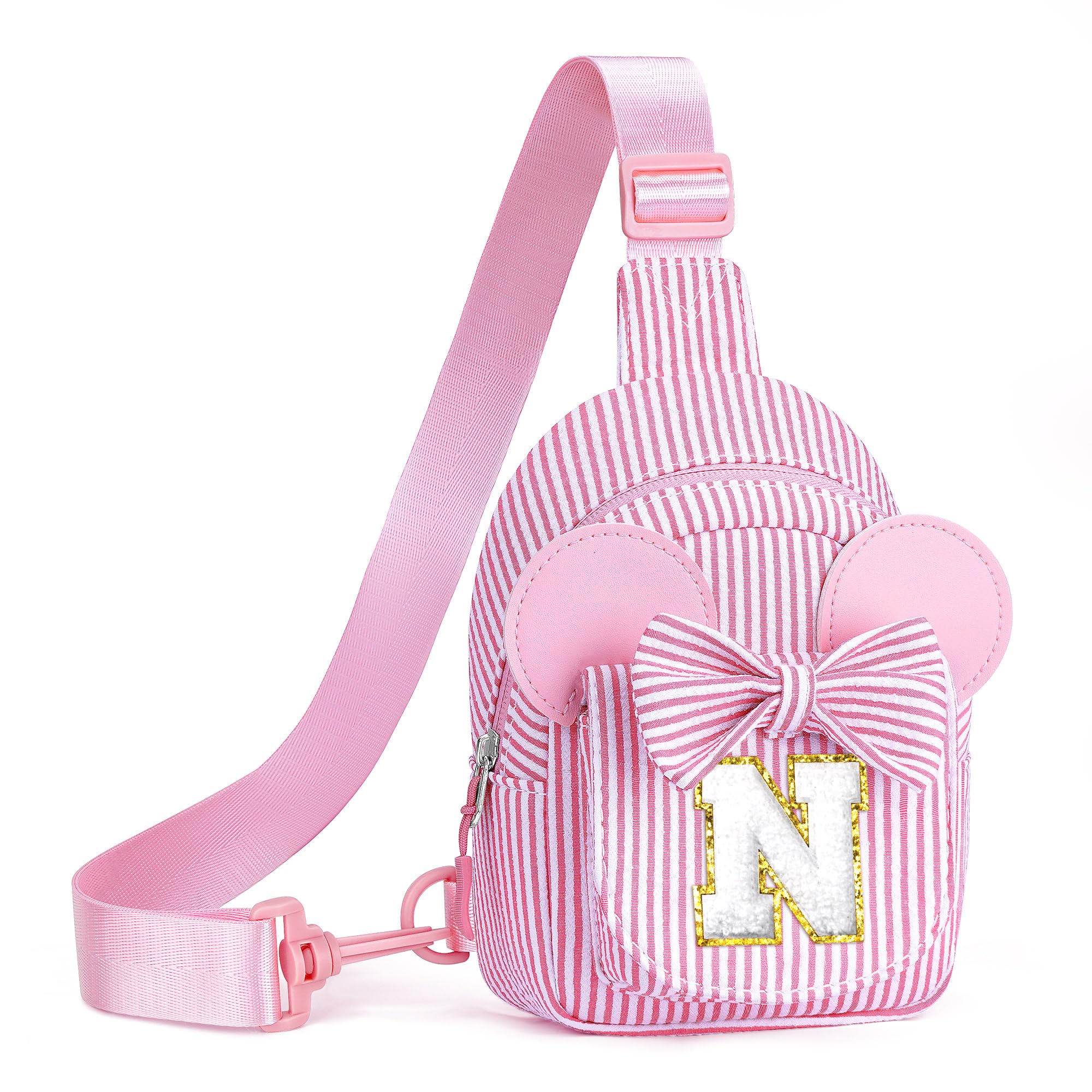 Birthday Gifts for Girls Kids, Personalized Small Initial Pink Sling Bag for Kid Girls | Small Initial Monogram Fanny Packs Crossbody Bag Purse for Girl Kid Year Old Birthday Gifts (Pink A)