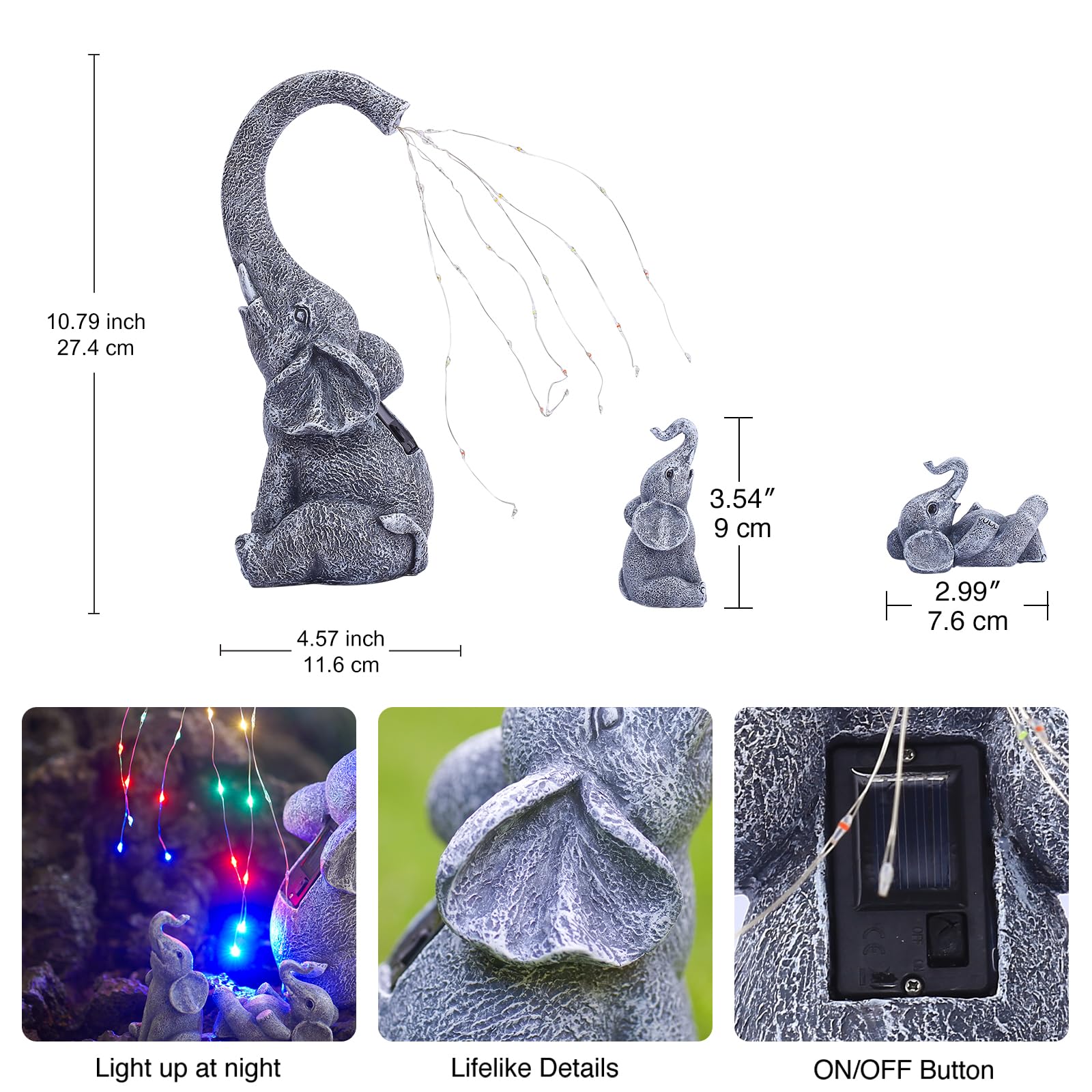 Goodeco Elephant Statue for Garden Decor with Gift Appeal - Ideal Gifts for Women, Mom or Birthdays, Beautifully Crafted Outdoor & Home Decor to Wow Your Guests (11" Elephant)