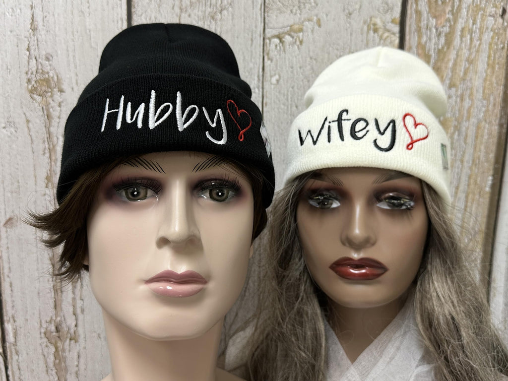 Mr Mrs Grandpa Grandma Dad Mom Hubby Wifey Beanie Hats