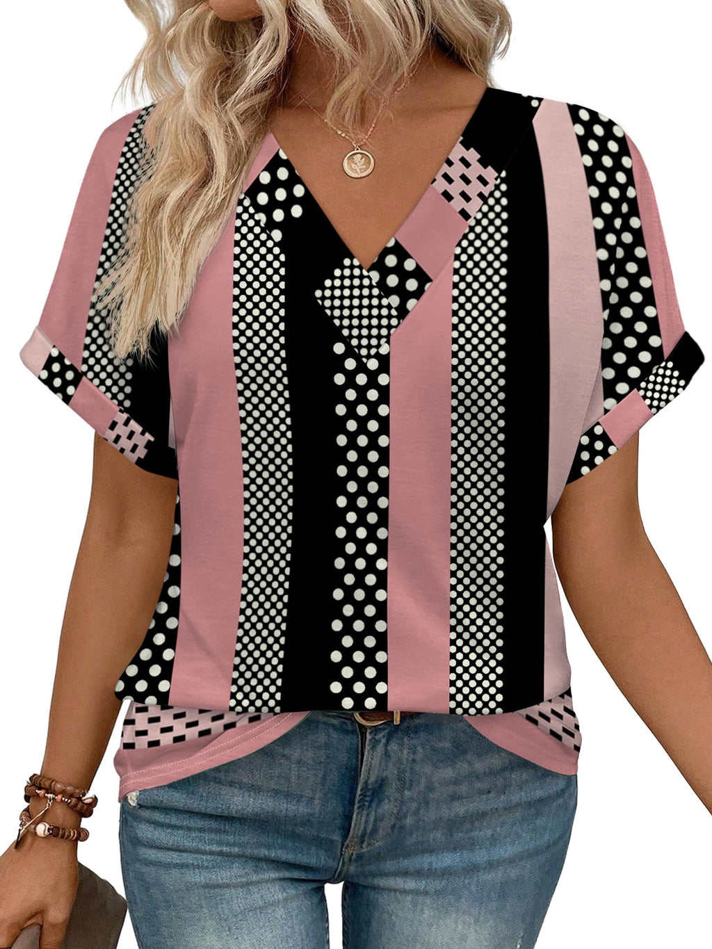 WIHOLL Womens Summer Tops Short Dolman Sleeve Shirts 2026 Fashion V Neck Outfits Clothes