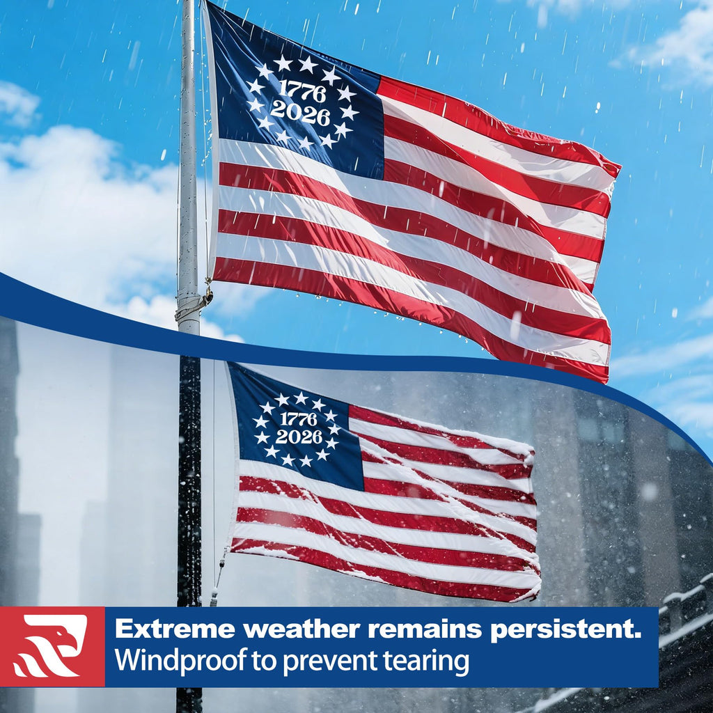 American Flag Durable Nylon 3x5 Ft Outdoor Heavy Duty,100% Nylon fabric made in the USA ,Longest Lasting Non Fading American Flags for Outside 3x5,Waterproof Embroidered American Flag, All Weather US Flags Use Outdoor High Wind,Tear Proof America Flag Sew