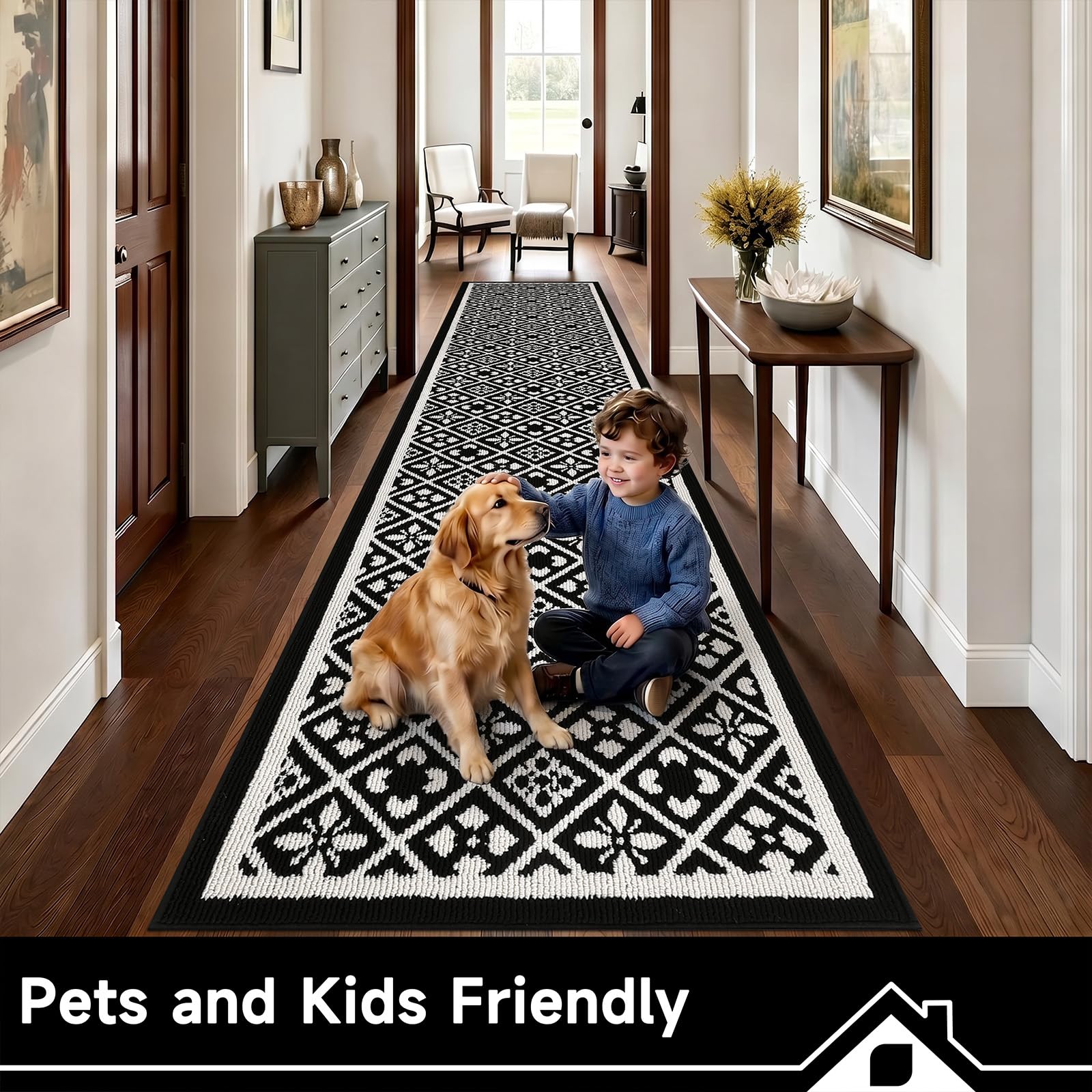 Ileading Christmas Entrance Door Mat, Absorbent Dog Mats for Muddy Paws, Low-Profile Small Red Xmas Decor Kitchen Runner Rug with Non-Slip Backing, Machine Washable Entryway Welcome Mat(Red 24"X36")