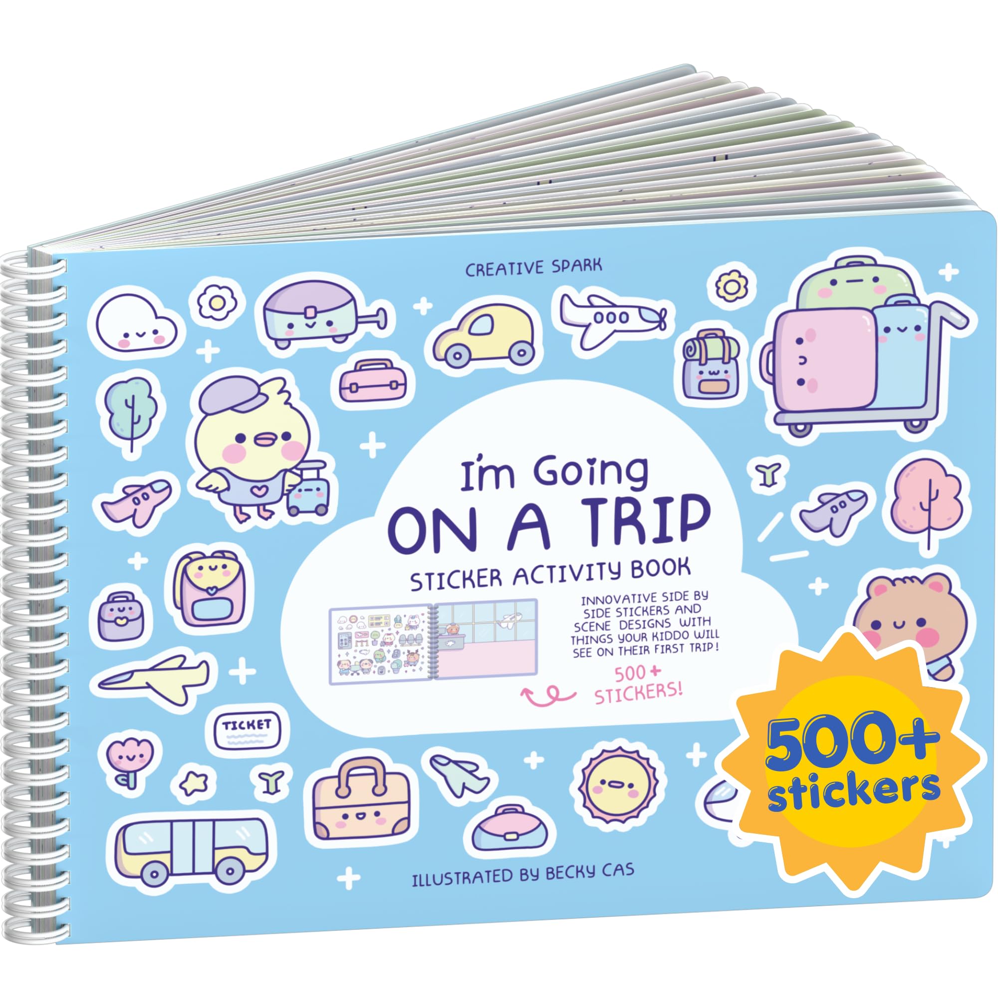 Halloween 500+ Kids Sticker Book by Cupkin Fun Toddler Holiday Activity Coloring and Sticker Book, Road Trip Essentials, 12 Coloring Pages 12 Side by Side Scenes for Ages 2–8 Years