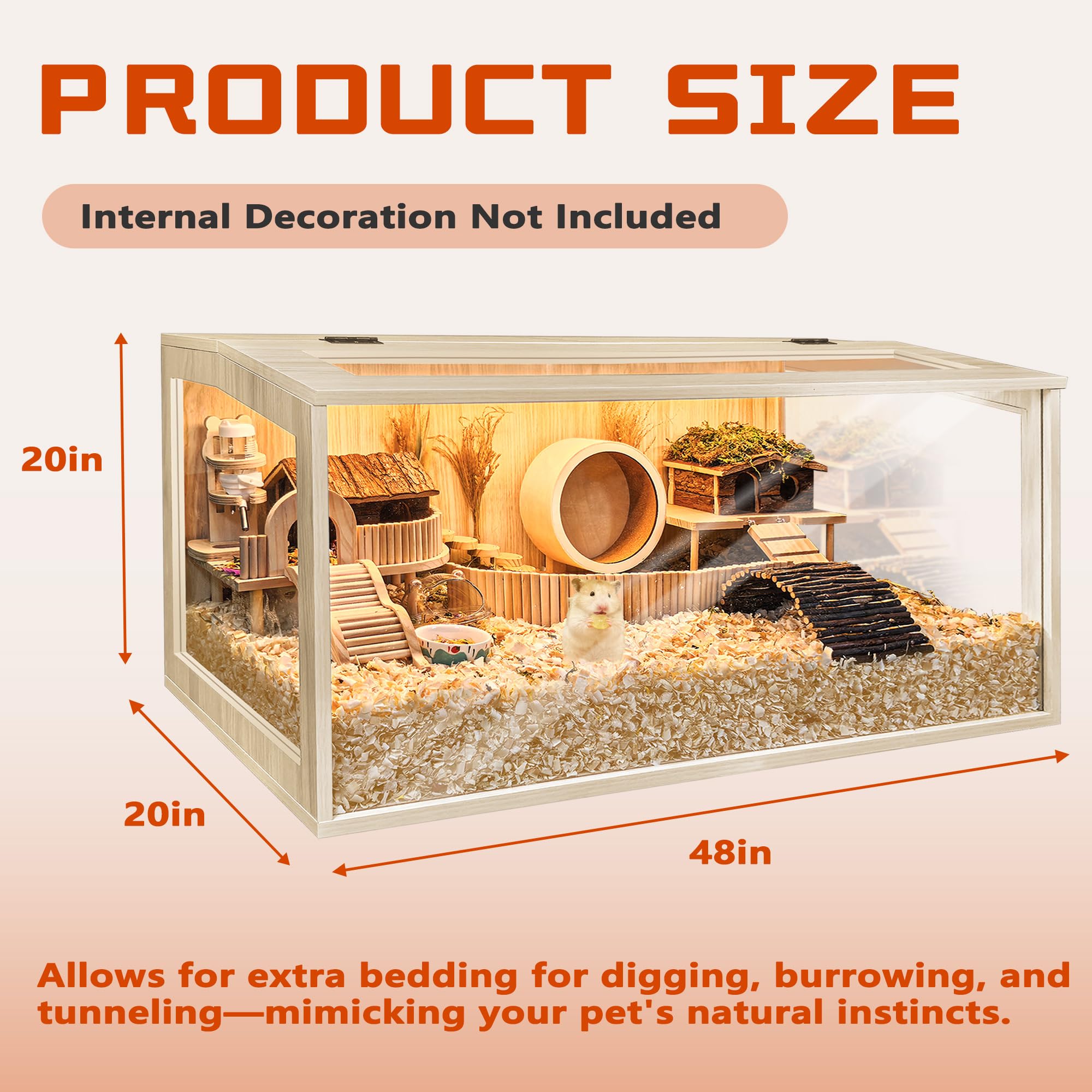 Hamster Cage Chewproof, Large Hamster Cages and Habitats, Openable Top with Acrylic Sheets, Solid Built