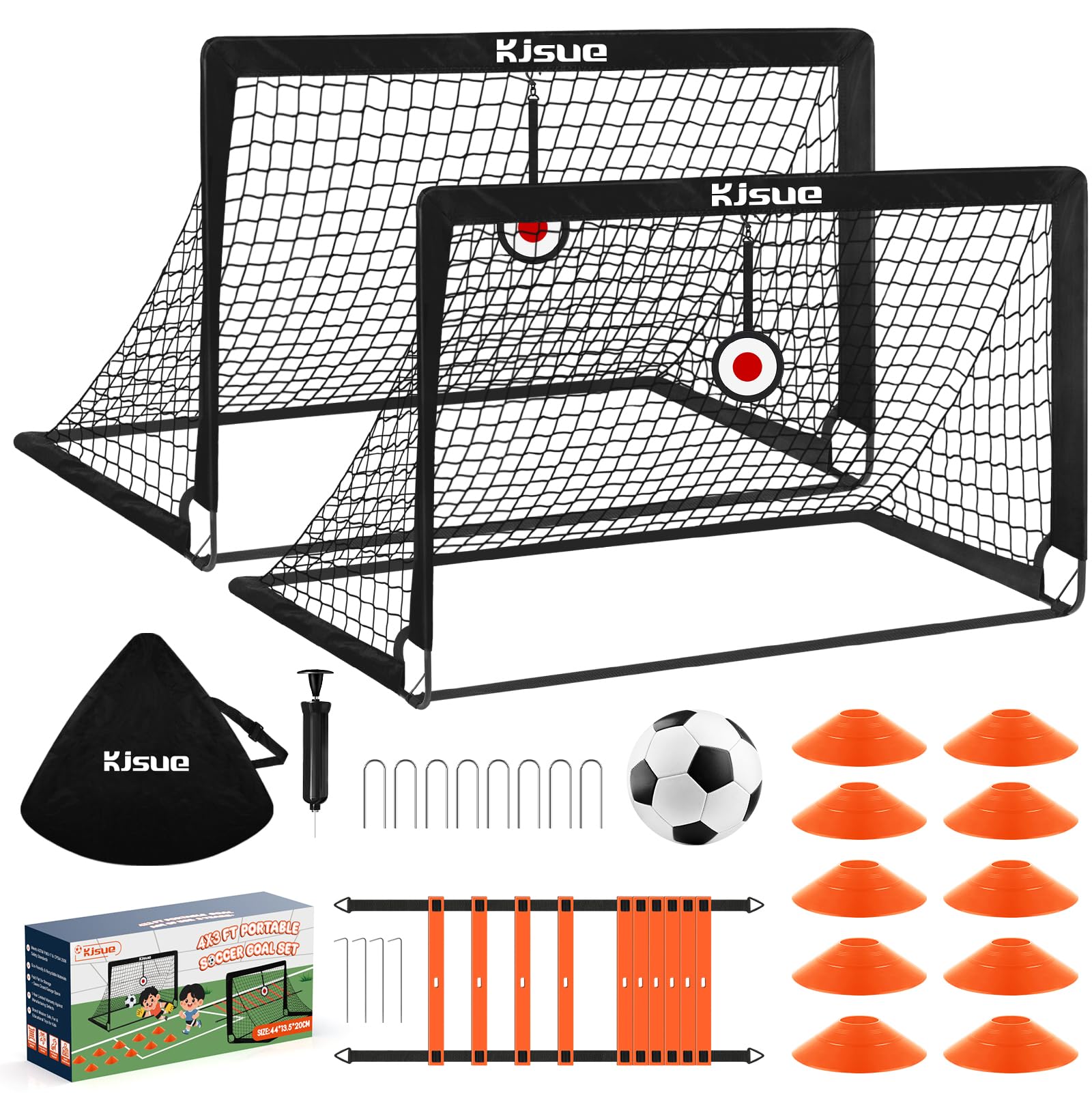 Soccer Goal, Kids Soccer Goals for Backyard Set of 2, 4 x 3ft Soccer Net Training Equipment, Pop Up Toddler Soccer Goal for Outdoor Indoor Sports Games