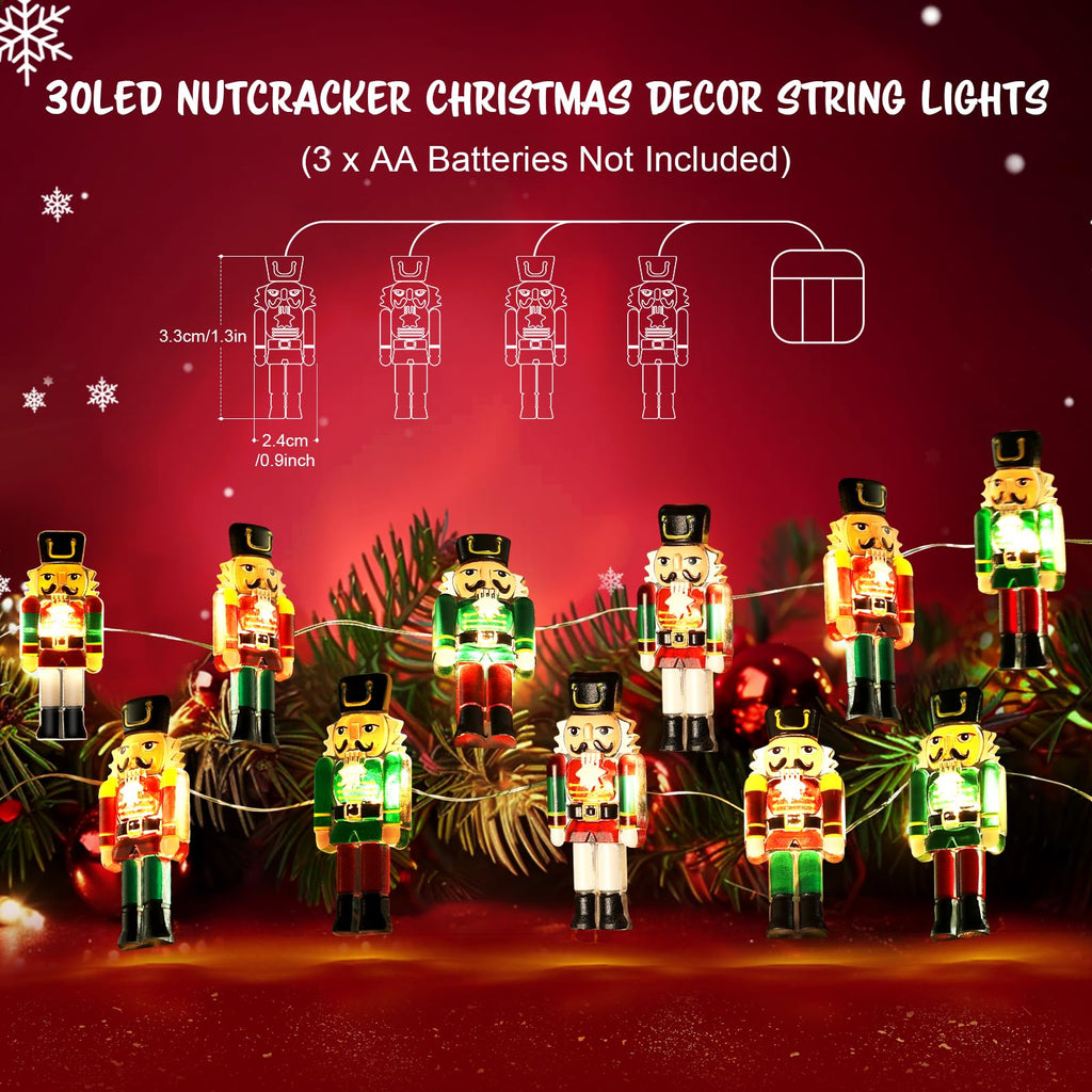 Coquimbo Christmas Decorations Indoor 10FT 30 LED Nutcracker String Lights Cute Fairy Lights Indoor Outdoor for New Year Party, Fireplace, Window, Front Door
