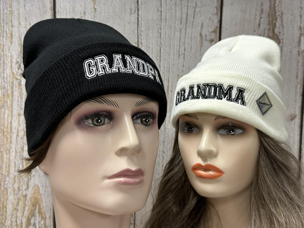 Mr Mrs Grandpa Grandma Dad Mom Hubby Wifey Beanie Hats