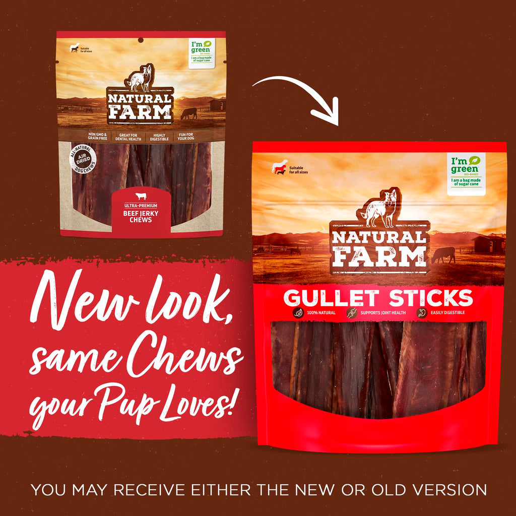 Natural Farm Bully Sticks (6 Inch, 15 Count), Single Ingredient: 100% Beef Chews, Grass-Fed, Non-GMO, Grain-Free, Fully Digestible Treats for Puppies, Small or Senior Dog
