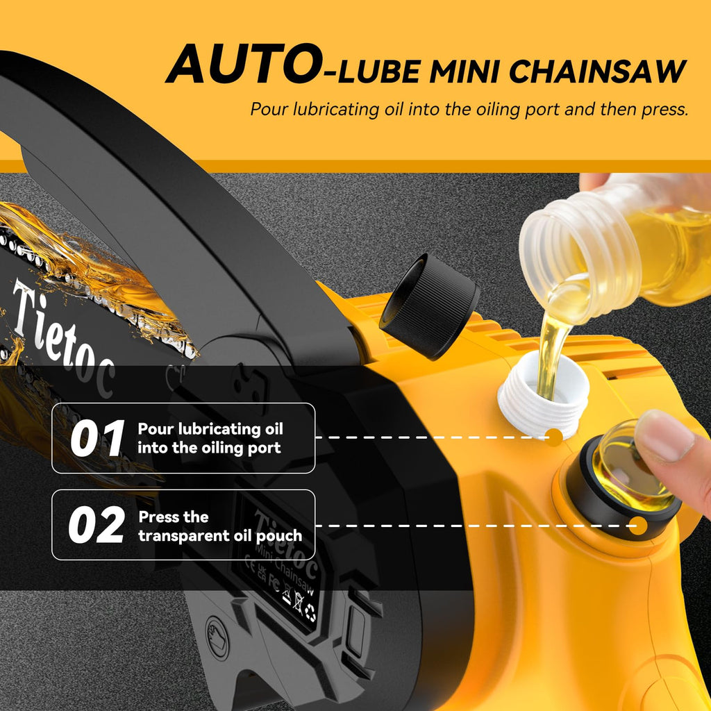 Tietoc Chainsaw 6 Inch Mini Electric Chainsaw Cordless Battery Powered, Hand Held Saw for Wood/Trees Trimming, Tools for Household and Garden, Chain Saw Gift for Men Dad Husband Fathers Gardener 2026