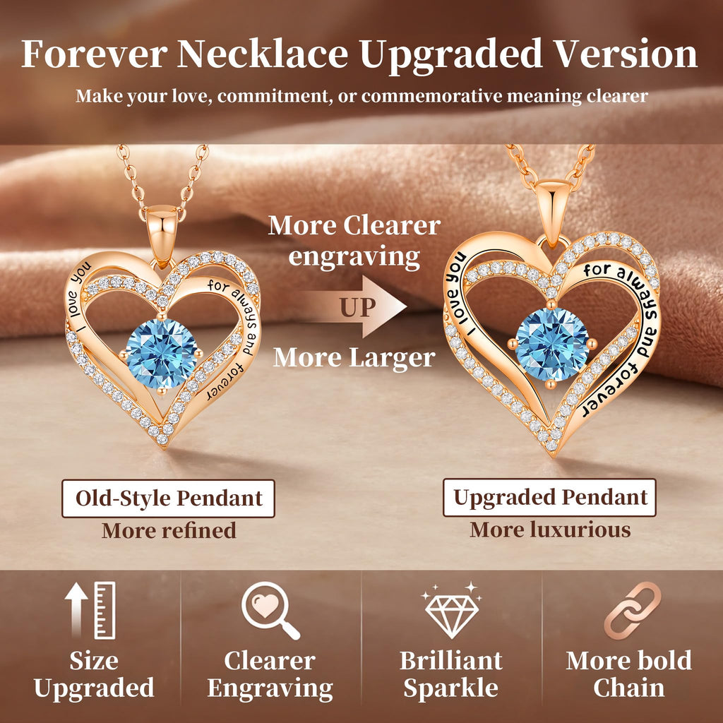 CDE Forever Love Heart Necklaces for Women, Wedding Anniversary, Valentine's，Birthday Mothers Christmas Day Gifts for Mom, Mother, Wife, S925 Silver Jewelry with Birthstone Pendant