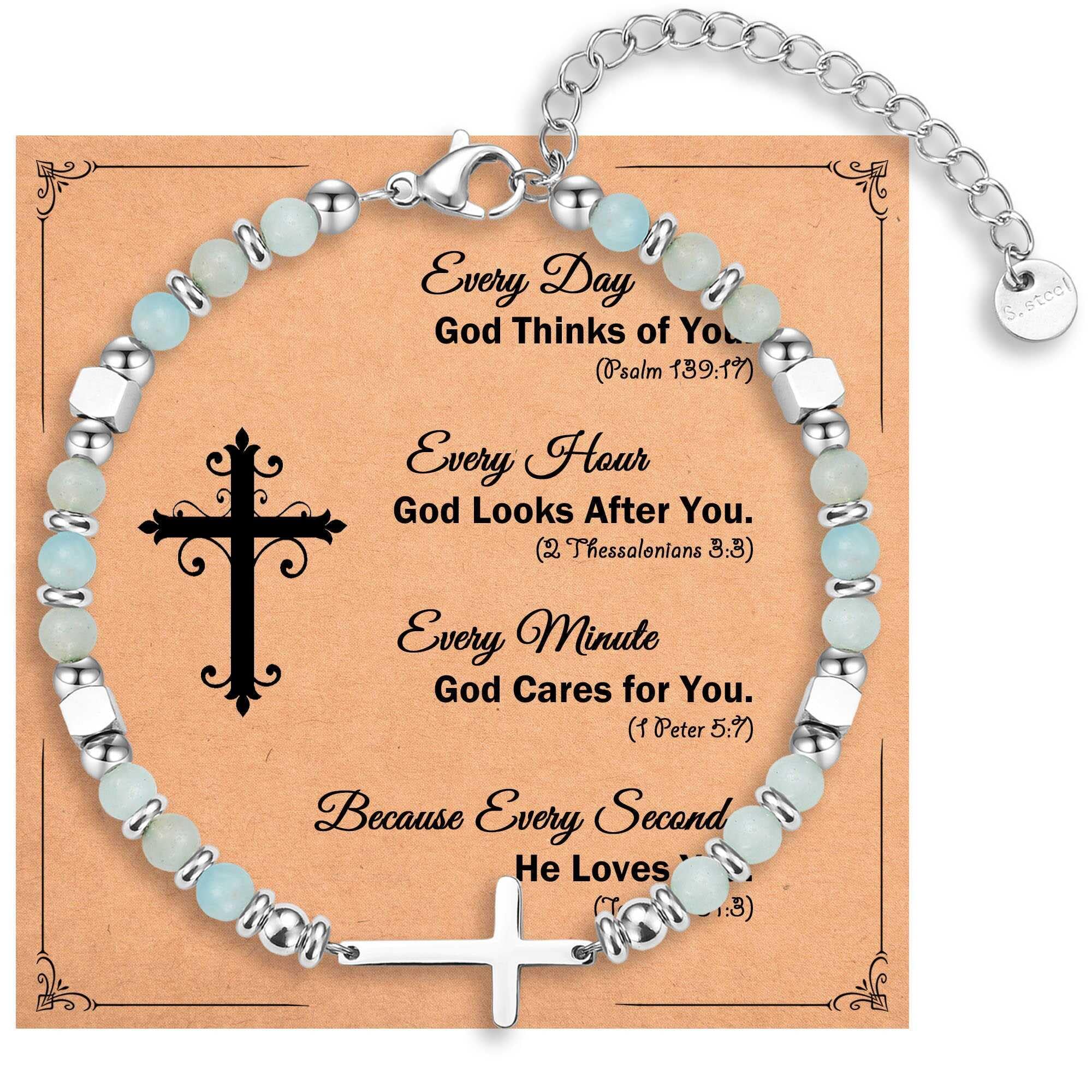 Religious Cross Bracelet for Women Girls, Christian Gifts for Daughter Granddaughter Sister in Christ Friend Niece on Birthday Christmas Easter Valentines Day Graduation