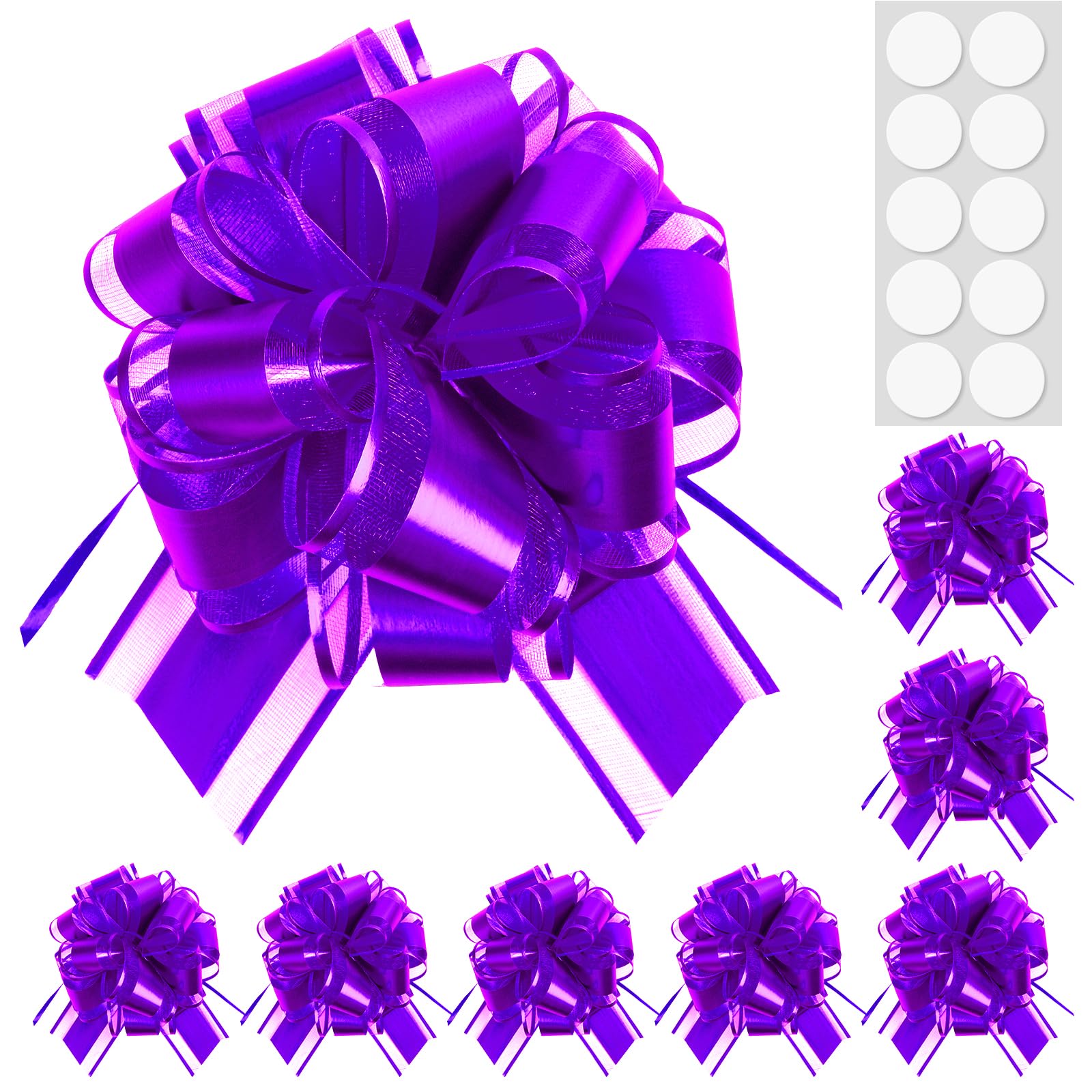 Pull Bows for Gift Wrapping: 8PCS 6 Inch Multiple Colors Large Bow | Waterproof Reusable | Birthday Party Wedding Ribbon Bow | Perfect for Christmas Valentine's Day | Boxes or Flower Decorations