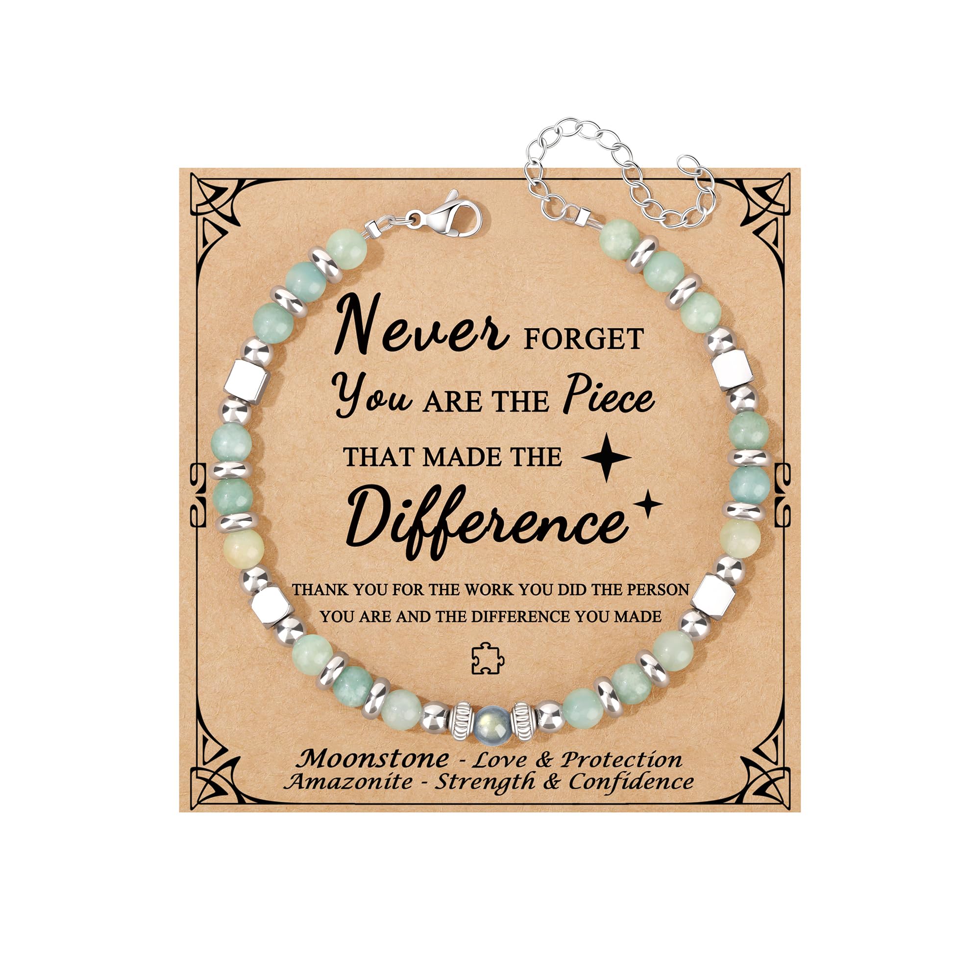 JoycuFF 𝗚𝗶𝗳𝘁𝘀 𝗳𝗼𝗿 𝗪𝗼𝗺𝗲𝗻 𝗠𝗼𝗼𝗻𝘀𝘁𝗼𝗻𝗲 𝗕𝗿𝗮𝗰𝗲𝗹𝗲𝘁 Amazonite Colorful Imperial Jasper Stainless Steel Beads Bracelets, Graduation Christmas Valentines Mothers Day Birthday Gifts