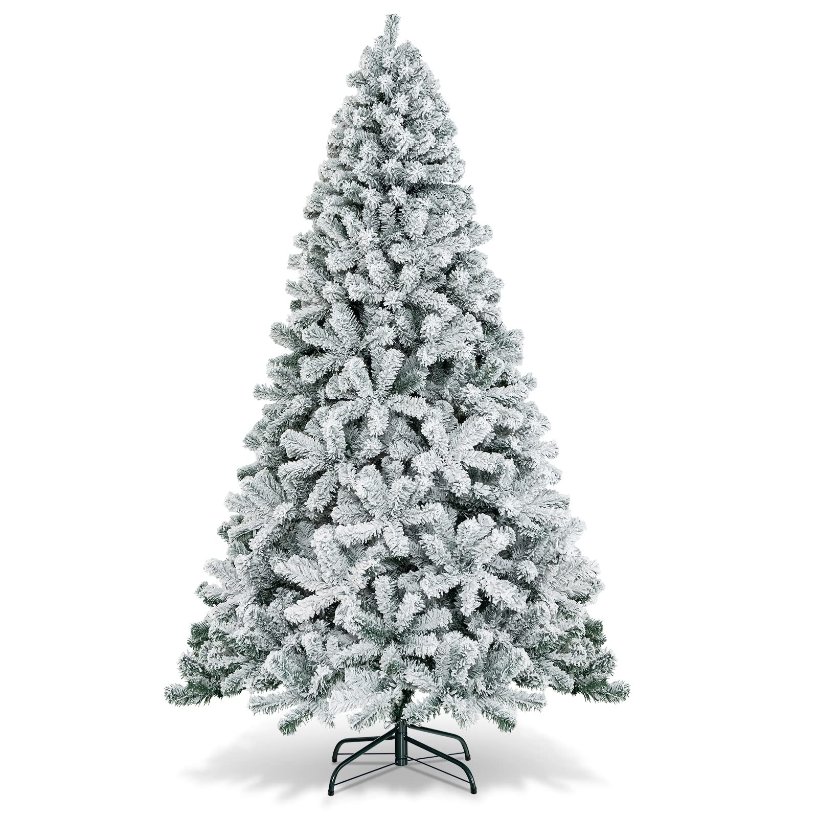 Goplus 7FT Pre-Lit Artificial Christmas Tree Auto-Spread/Close up Branches 11 Flash Modes with Multicolored 400 LED Lights & Metal Stand