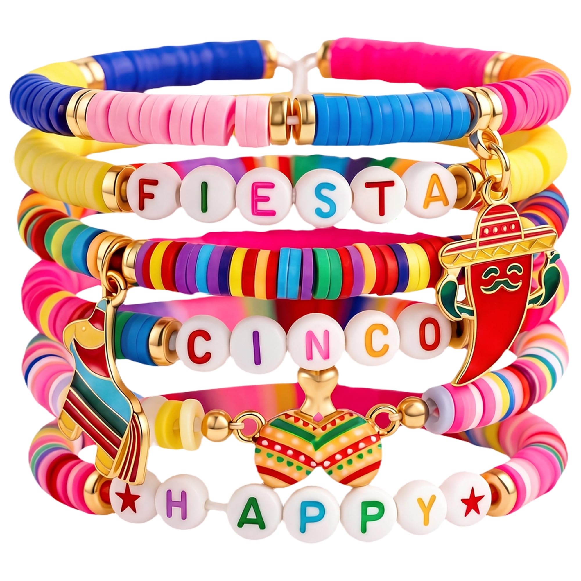OHOME 4th of July Outfits for Women - 6 Pack Patriotic Bracelets | Fourth of July Decorations Accessories Shirts for Memorial Day Decorations - 250 Anniversary America Merchandise USA for Women