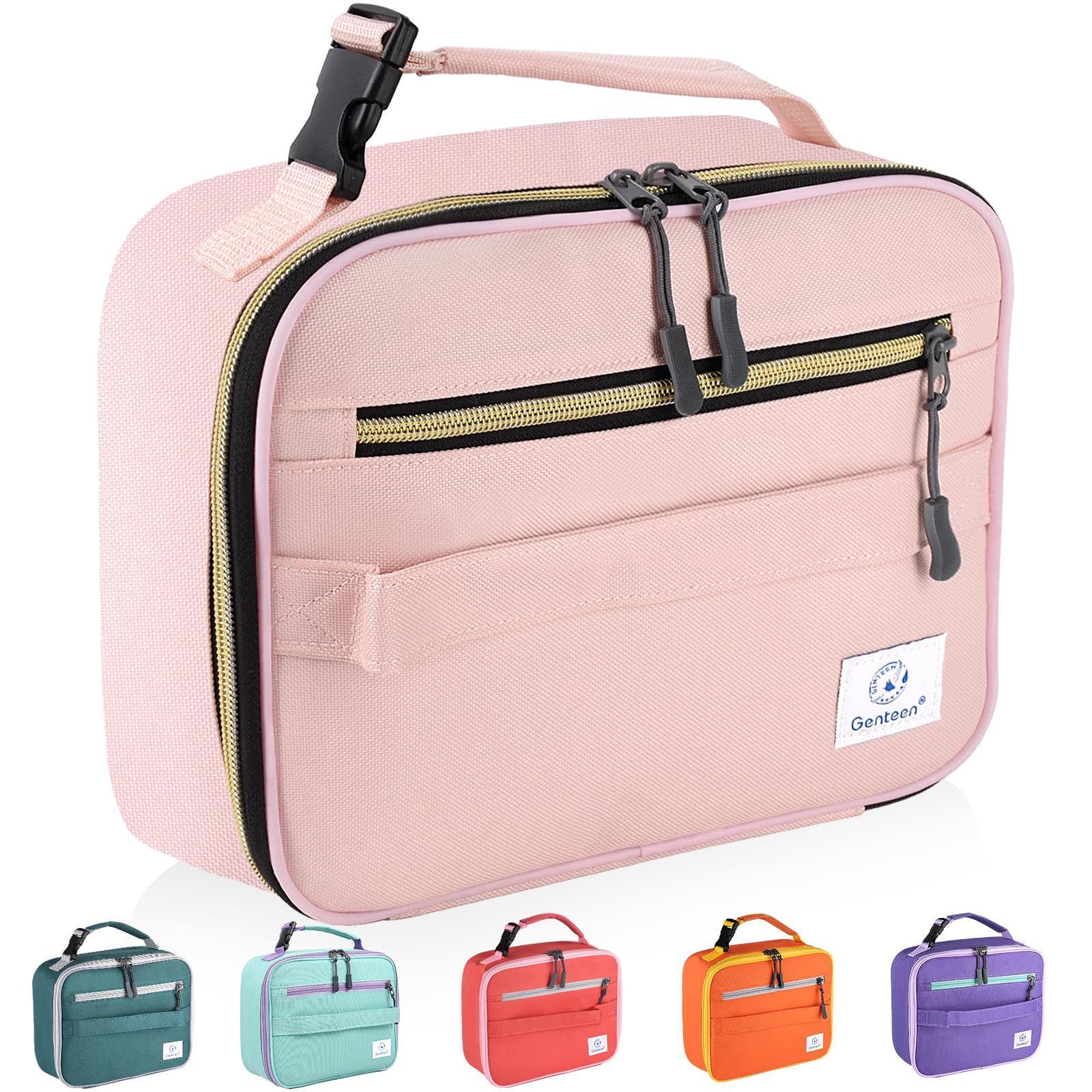 Genteen Lunch Box Kids, Insulated Lunch Bag Kids Boys Girls Back to School, Soft Lunch Box for Men Reusable Lunchbox for Office,Outdoor,School (Black)