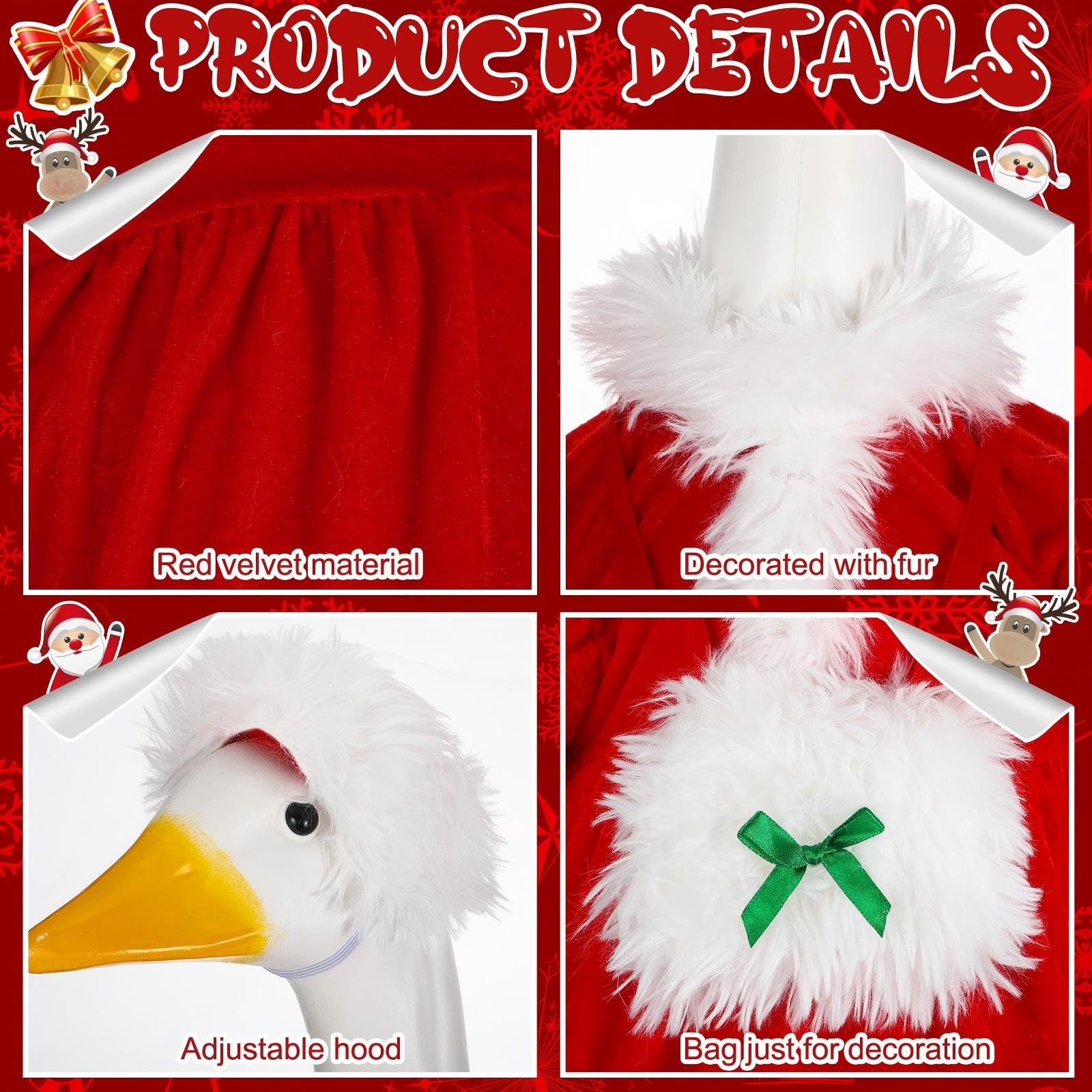Suzile Fall Maple Porch Goose Outfit Autumn Goose Clothes for 23 Inch Cement or Plastic Geese Costume for Yard Lawn Outdoor Garden Patio Concrete Duck Statue Dress Thanksgiving Party Holiday Decor