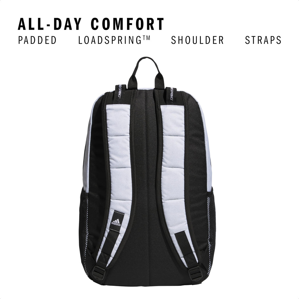 adidas Excel 7 School Backpack for Laptop, Gym and Travel, 34L, Twill White/Black/7.5, OSFA