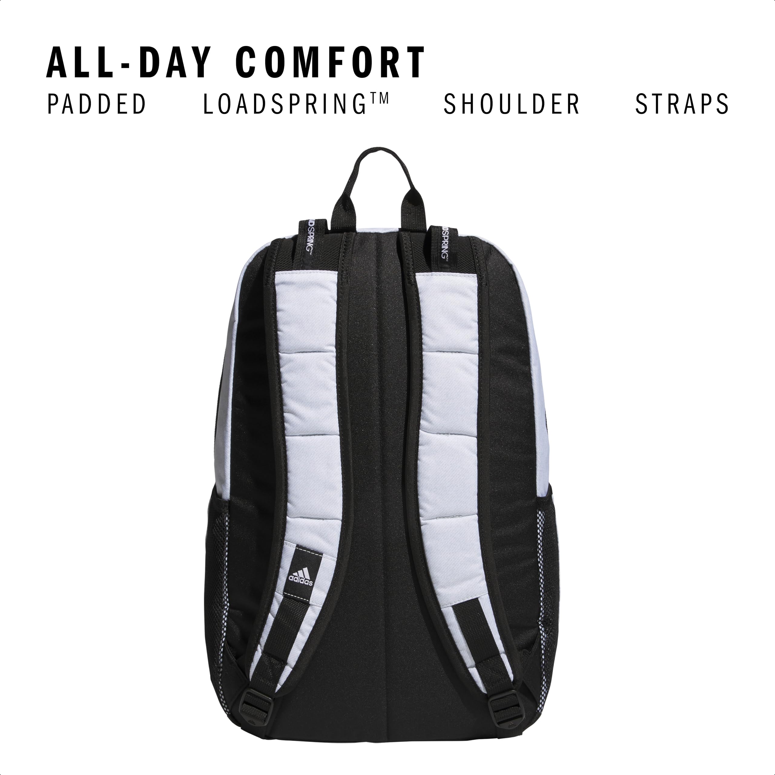 adidas Excel 7 School Backpack for Laptop, Gym and Travel, 34L, Twill White/Black/7.5, OSFA