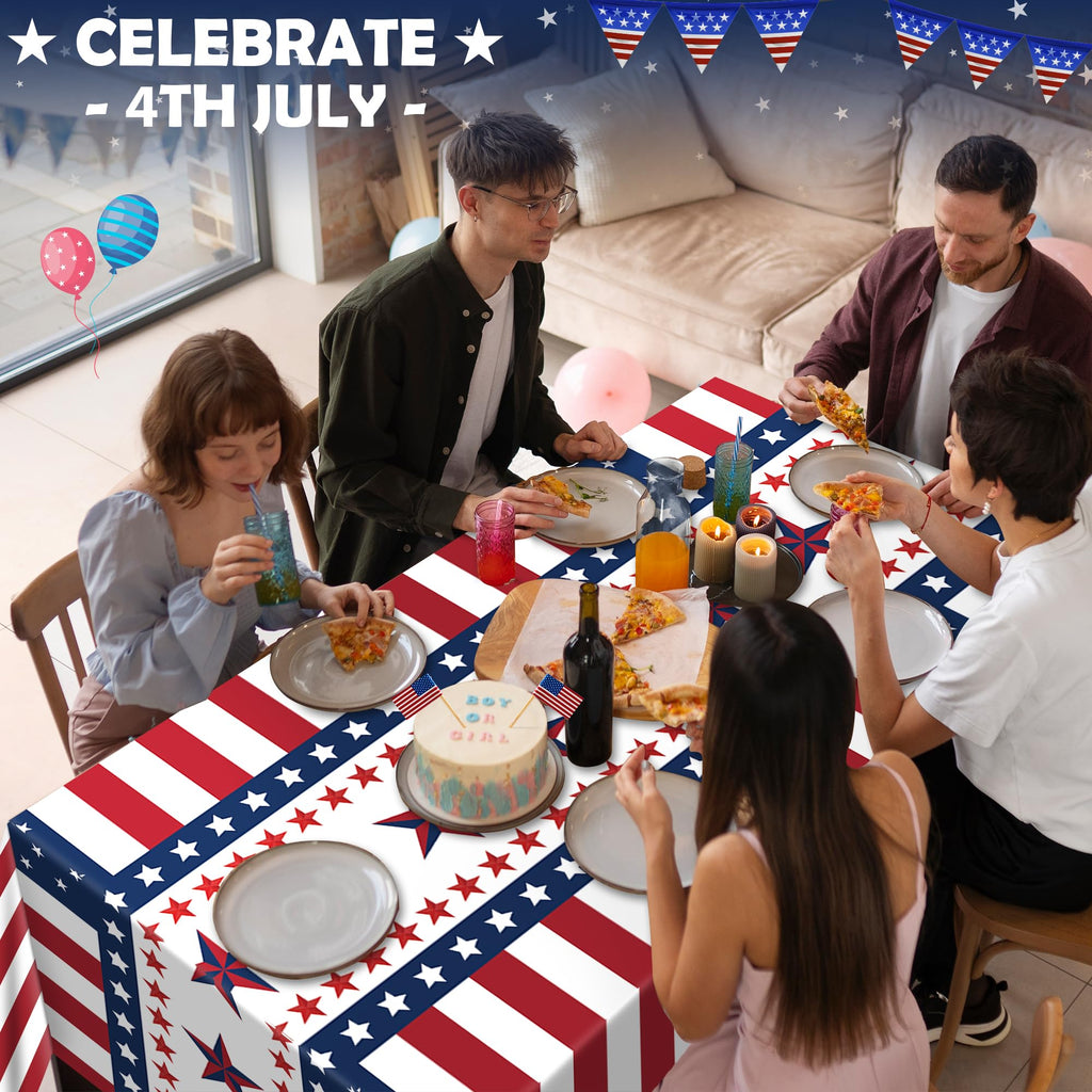 OHOME 4th of July Decorations - Red White and Blue Tablecloth for 250th Anniversary American USA Merchandise - Fourth of July Accessories for Home Outdoor | Patriotic American Flag Party Favors,2 Pack