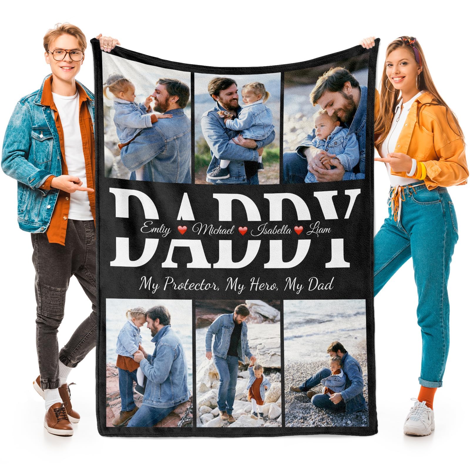 inkArts Custom Blanket Throws with Photos Text Personalized with Picture Customizable, Customize for Mom, Dad, Couple, Girlfriend, Boyfriend, Husband & Wife