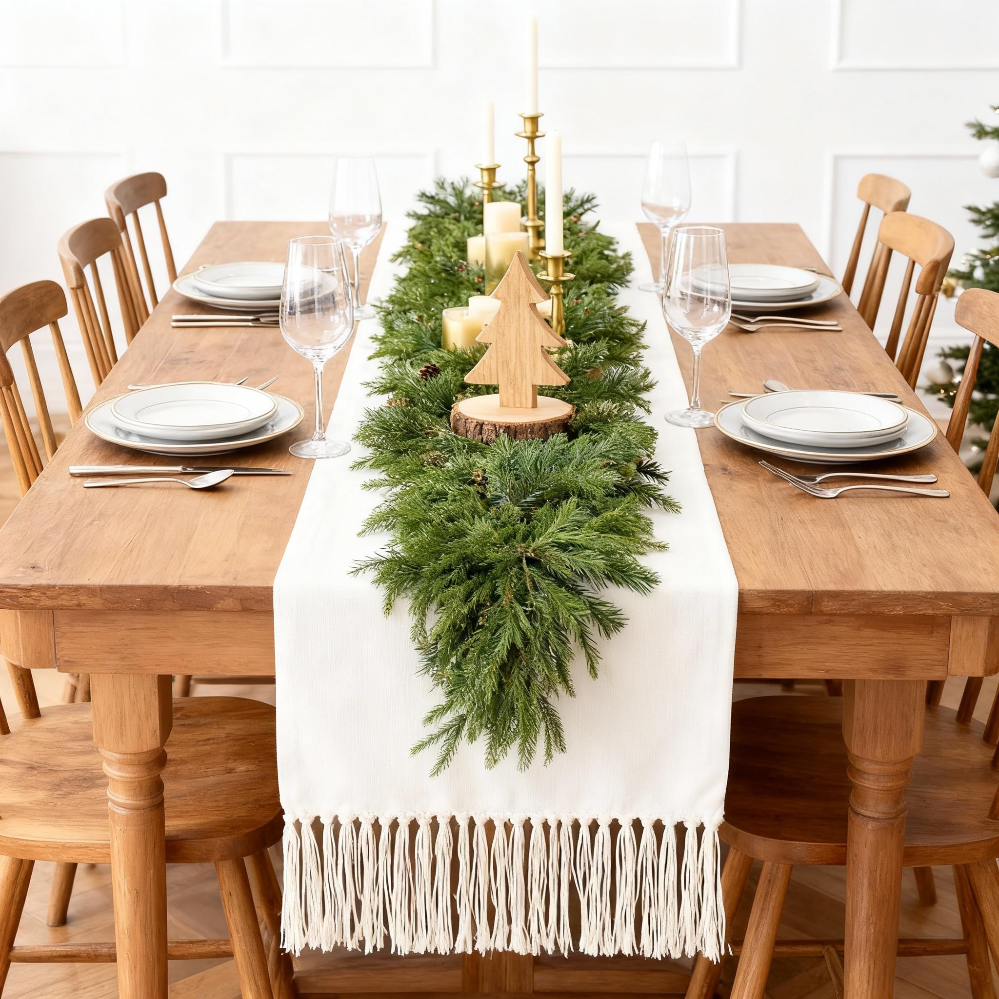 6FT Cedar Garland, Luxury 140 Tips Real Touch Christmas Garland, Artificial Winter Pine Garland for Mantle Table Stairs Wall, Outdoor Christmas Decorations Indoor Greenery Garlands Holiday Decorations