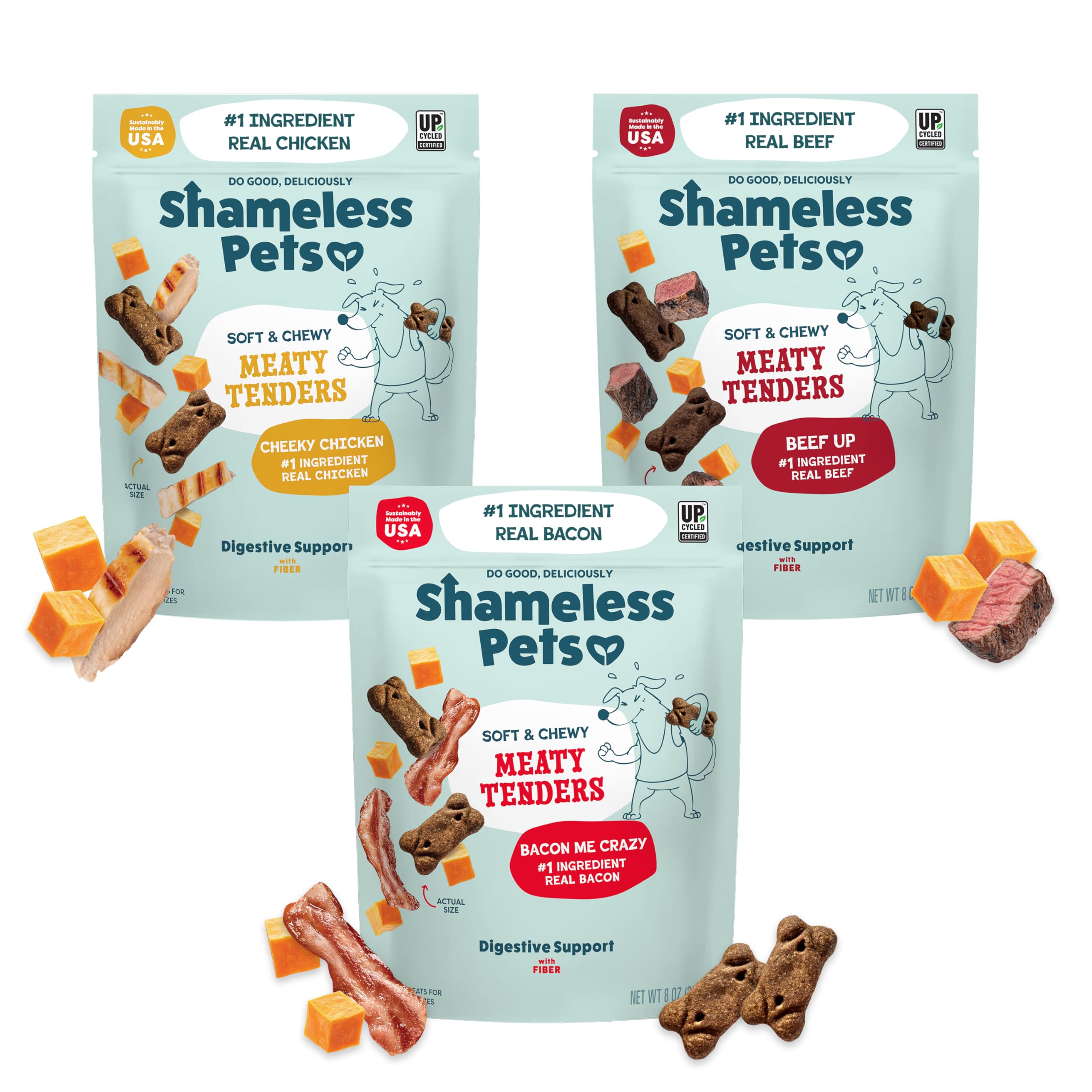 Shameless Pets Soft Dog Treats – Bacon Me Crazy Meaty Tenders, Soft & Chewy Treats for Dogs, Real Bacon 1st Ingredient, Grain Free, Healthy Treats for Small, Medium & Large Dogs, 8oz