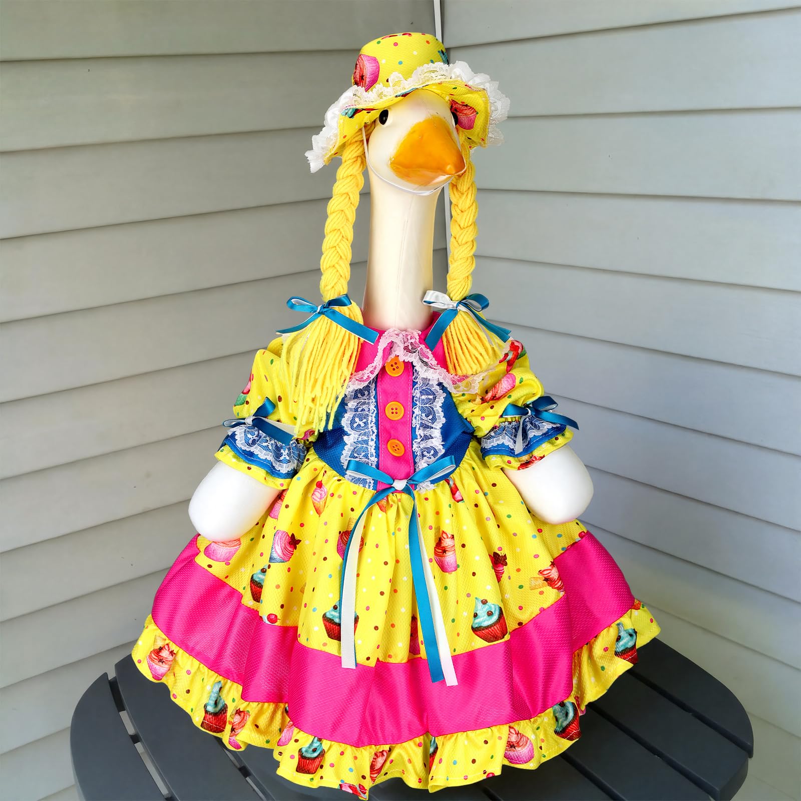 Suzile Fall Maple Porch Goose Outfit Autumn Goose Clothes for 23 Inch Cement or Plastic Geese Costume for Yard Lawn Outdoor Garden Patio Concrete Duck Statue Dress Thanksgiving Party Holiday Decor