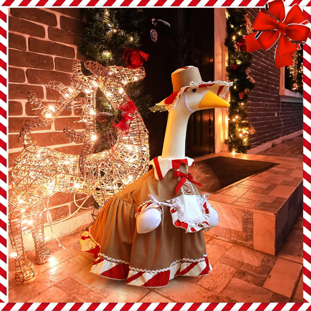 Suzile Fall Maple Porch Goose Outfit Autumn Goose Clothes for 23 Inch Cement or Plastic Geese Costume for Yard Lawn Outdoor Garden Patio Concrete Duck Statue Dress Thanksgiving Party Holiday Decor