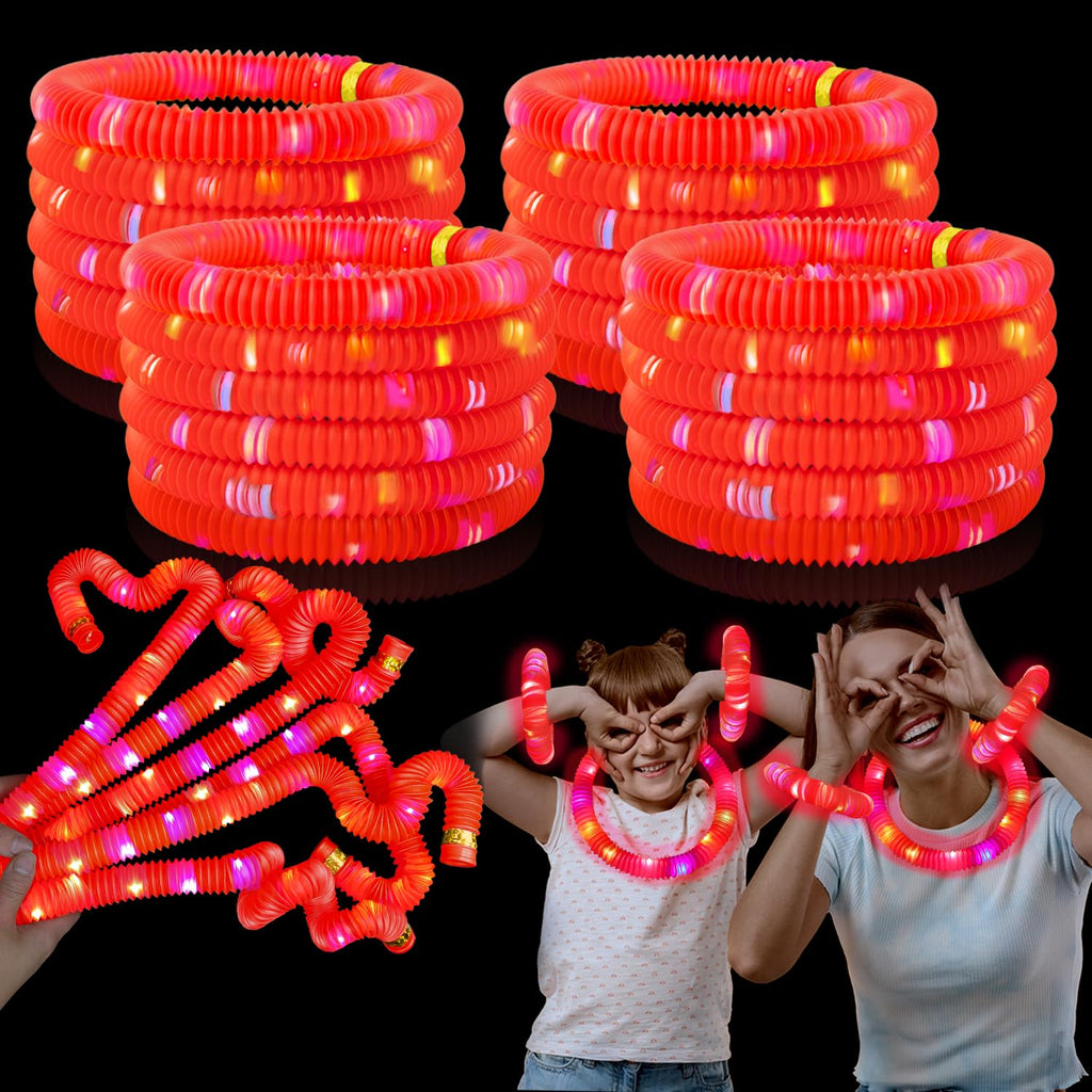 Kannove 12-24 PCS Green Glow Sticks Party Favors Supplies for Kids,4th of July LED Light up Pop Tubes for Toddlers,Neon Necklaces Bracelets Accessories,Glow Birthday Dance Camping Party Decorations