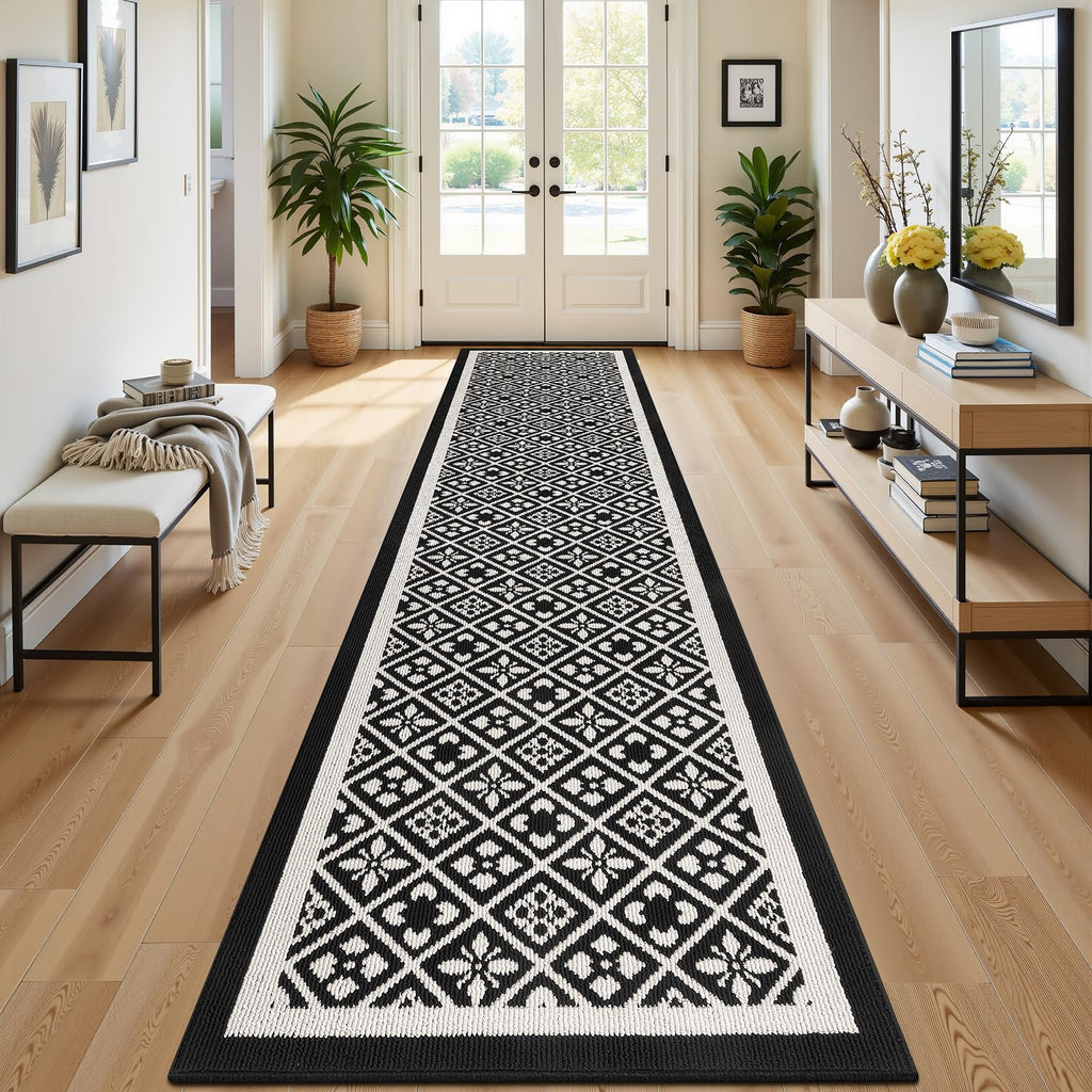 Ileading Christmas Entrance Door Mat, Absorbent Dog Mats for Muddy Paws, Low-Profile Small Red Xmas Decor Kitchen Runner Rug with Non-Slip Backing, Machine Washable Entryway Welcome Mat(Red 24"X36")