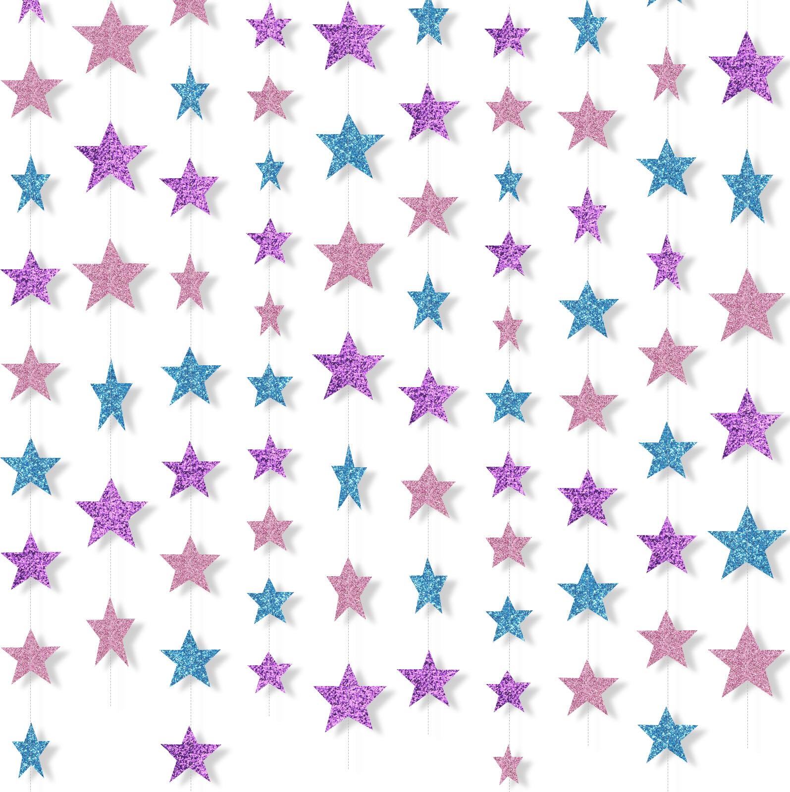 Patelai Glitter Star Garland Banner 2026 Graduation Decor 130 Feet Star Hanging Banner Twinkle Backdrop for Party Birthday Classroom Wedding Supplies(Gold)
