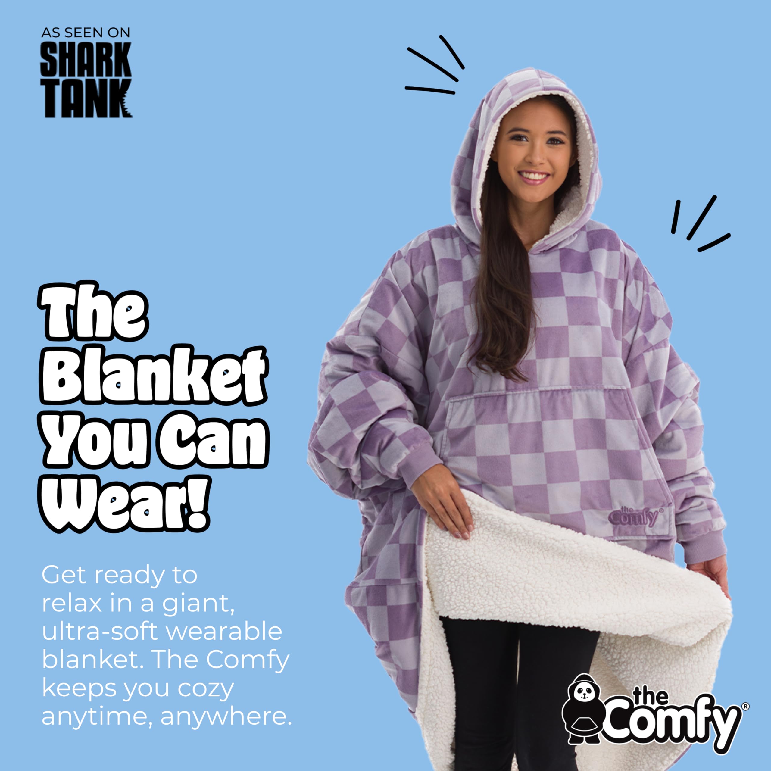 THE COMFY Original | From Shark Tank | Patented | Oversized Sherpa Wearable Blanket Hoodie| Gift for Women & Men | One Size