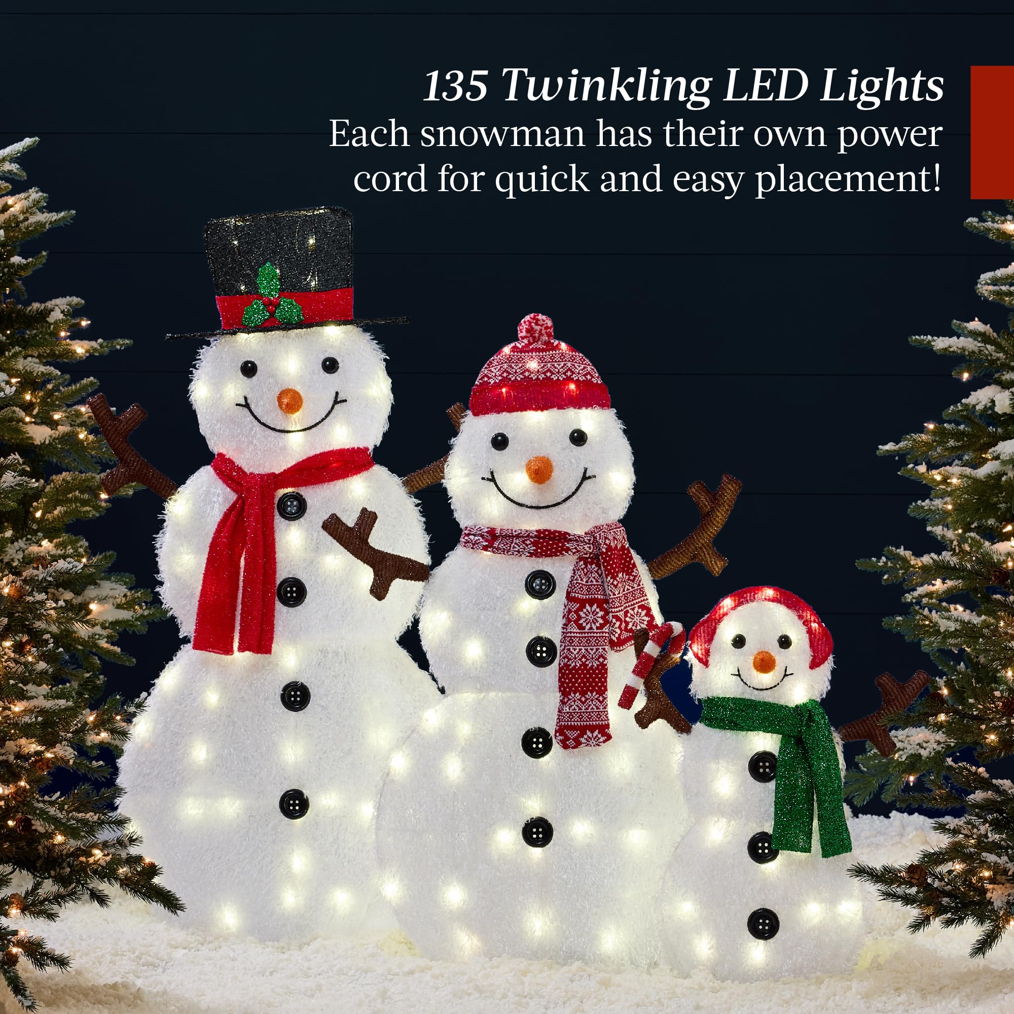 Best Choice Products 4ft 4-Piece 2D Lighted Christmas Snowman Family Set, Large Outdoor Yard Decor Holiday Decoration w/ 160 Twinkling LED Lights