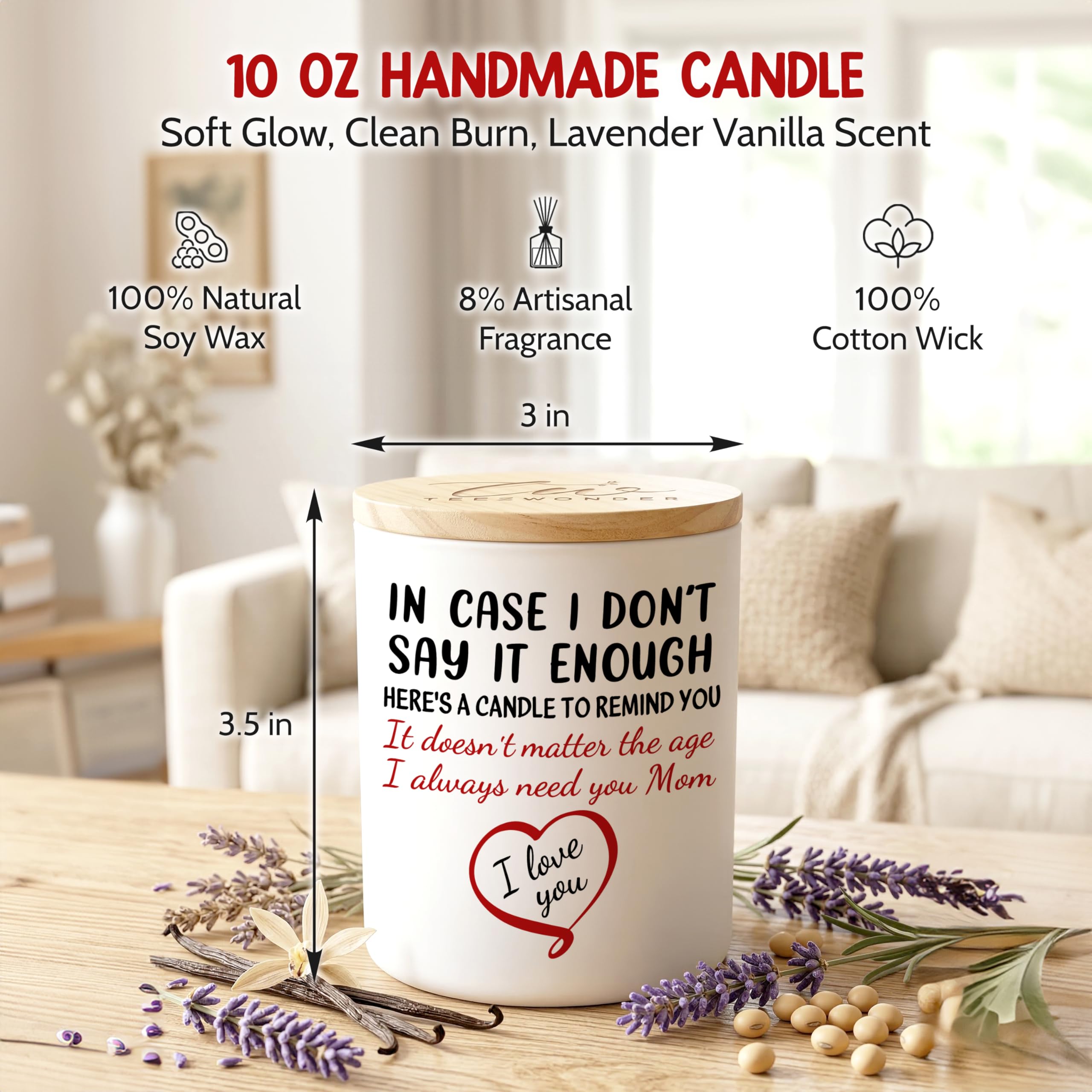 TEEZWONDER Mothers Day Gifts for Mom from Daughter Son - Favorite Child Vanilla Lavender Candle 10 oz - Dad Mom Birthday Gifts, Funny Gift for Grandma Grandpa, Scented Candles for Men Women
