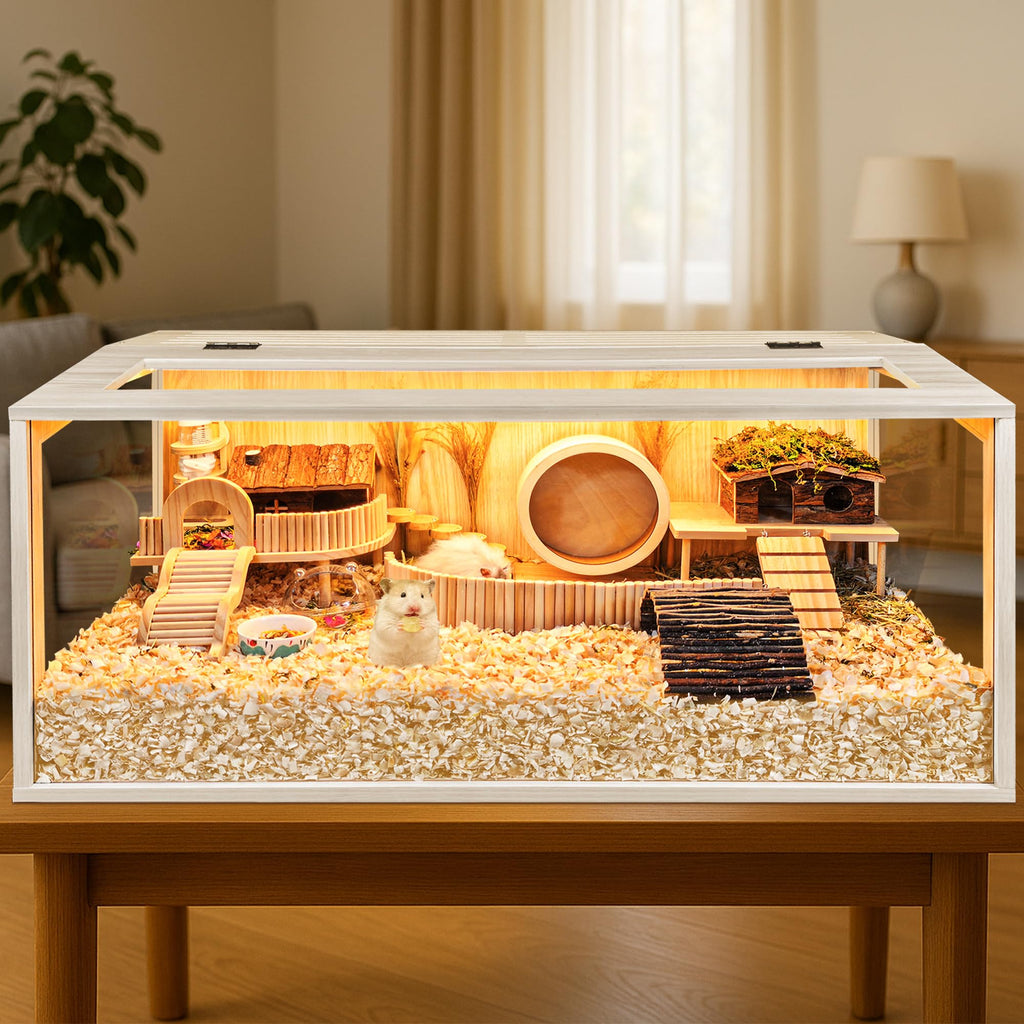 Hamster Cage Chewproof, Large Hamster Cages and Habitats, Openable Top with Acrylic Sheets, Solid Built