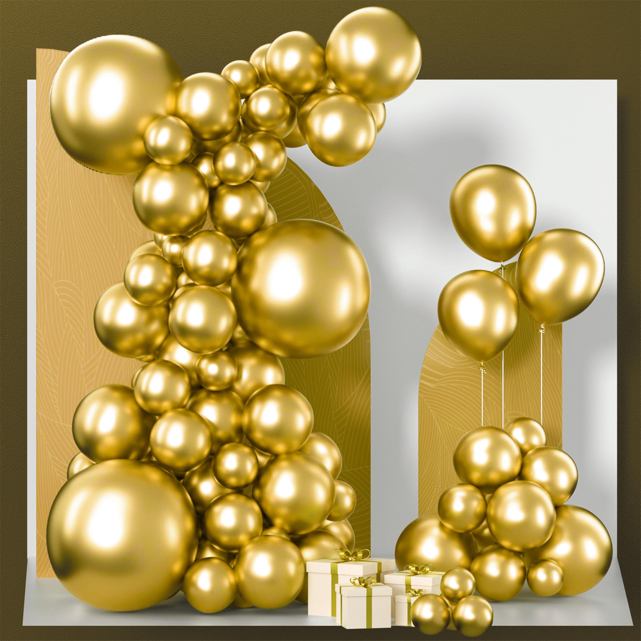 PartyWoo Gold Balloons 100pcs 12 Inch Gold Latex Helium Balloons for Birthday Wedding Anniversary Baby Shower Graduation Bachelorette Retirement Engagement Tea Casino Disco Party Decorations Gold-G101