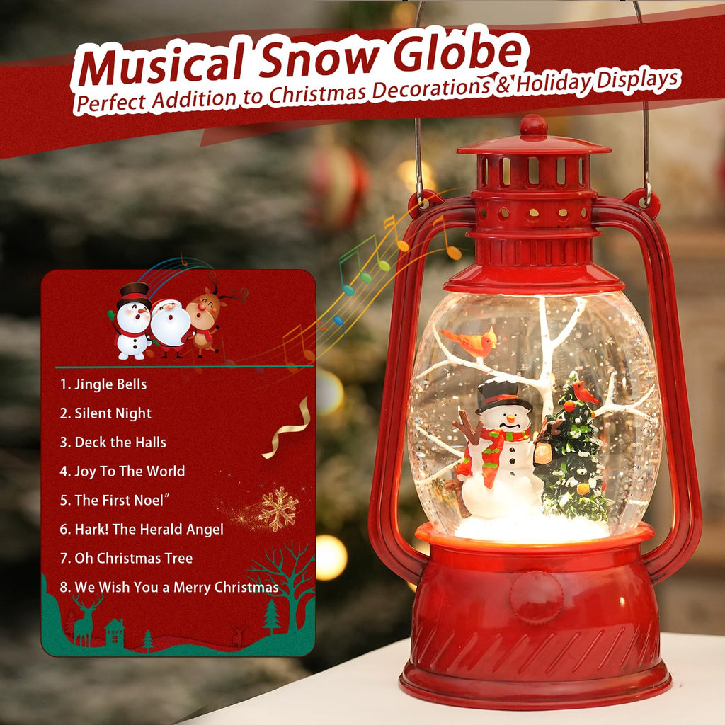 Snow Globe Christmas Decorations Indoor, Santa Claus Lighted Musical Christmas Snow Globes Lantern with Glitter & 6H Timer, Santa Claus Christmas Decorations for Home