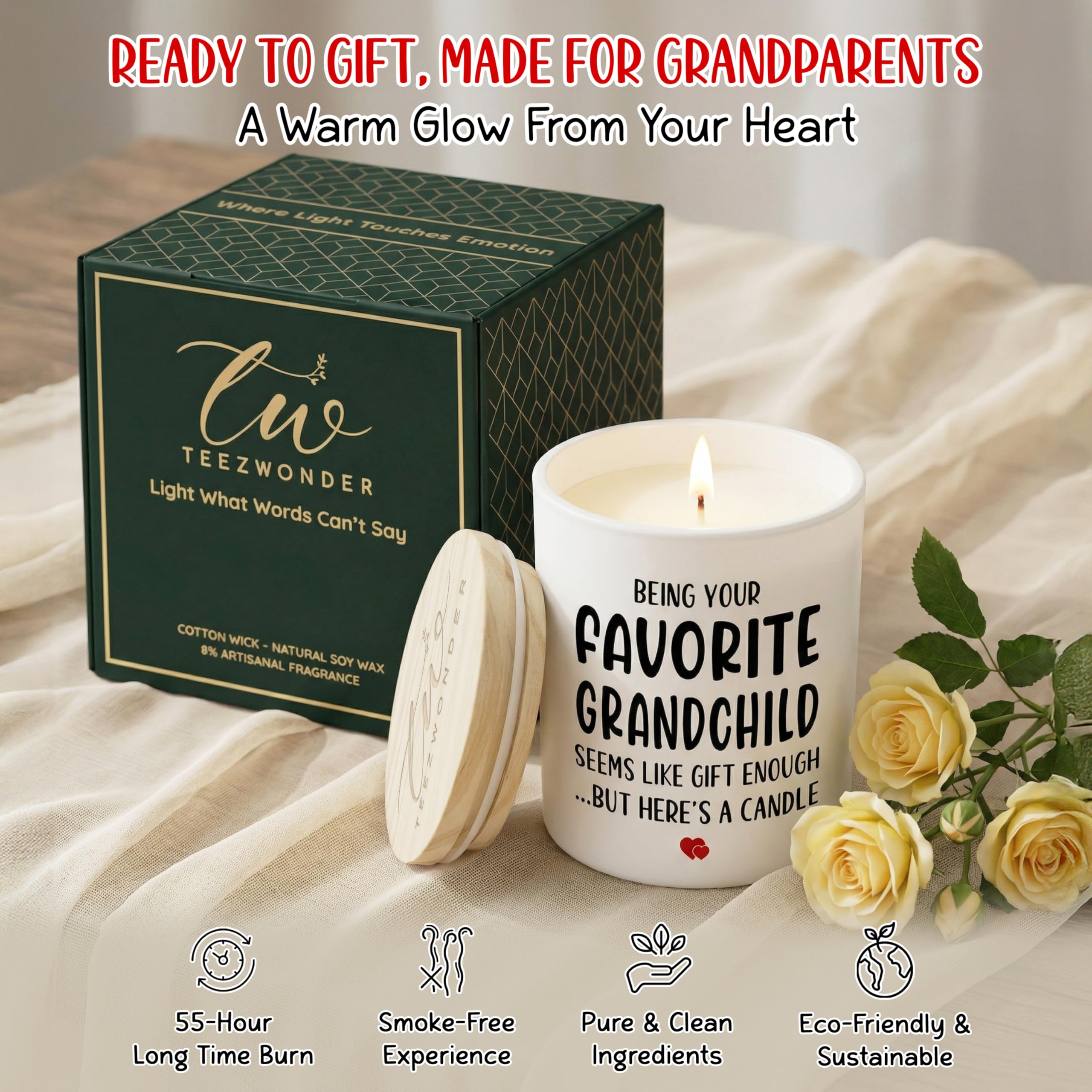 TEEZWONDER Mothers Day Gifts for Mom from Daughter Son - Favorite Child Vanilla Lavender Candle 10 oz - Dad Mom Birthday Gifts, Funny Gift for Grandma Grandpa, Scented Candles for Men Women
