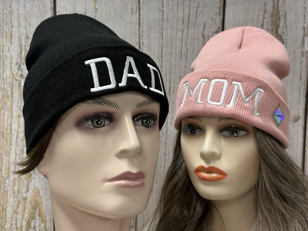 Mr Mrs Grandpa Grandma Dad Mom Hubby Wifey Beanie Hats